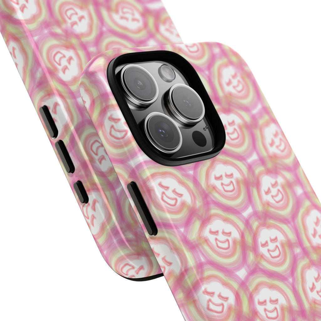 Pink Smiley JF Pattern Phone Case | Cute Repeating Emoji Design