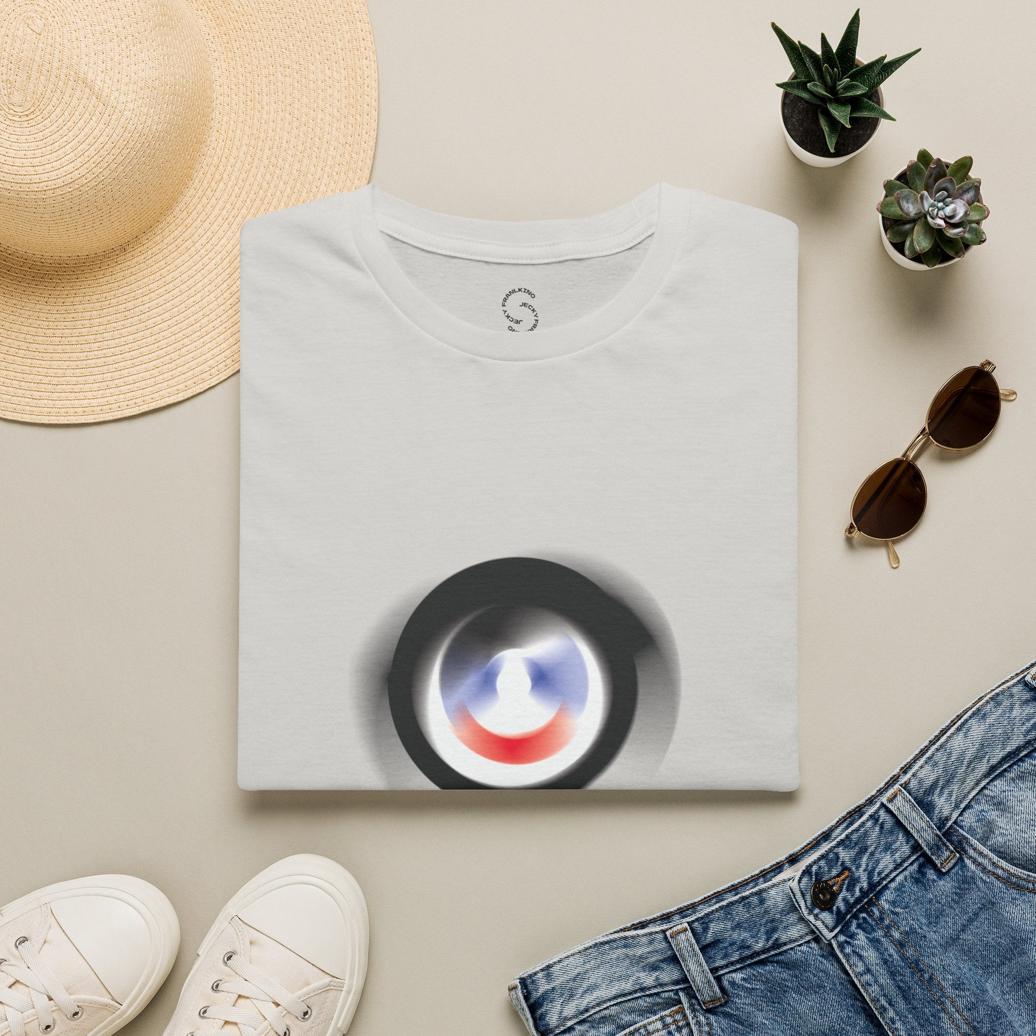 Abstract Color Swirl T-Shirt | Minimal Lens Circle Graphic