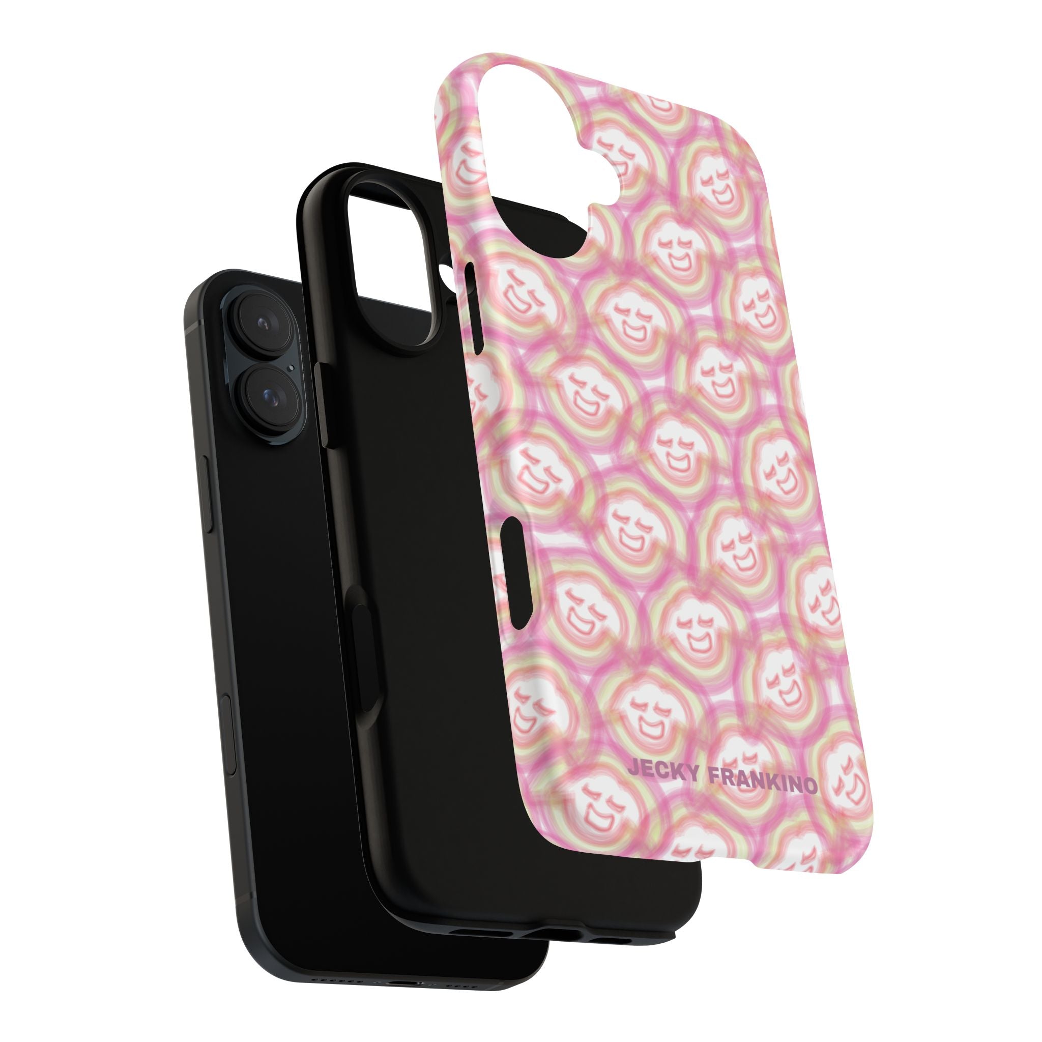 Pink Smiley JF Pattern Phone Case | Cute Repeating Emoji Design
