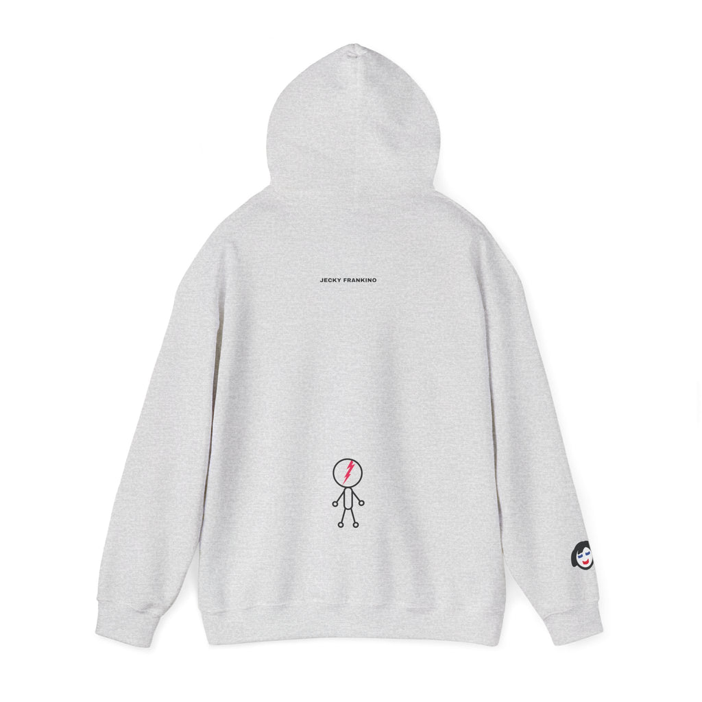 Smiling Rainbow Face JECKY FRANKINO Hoodie | Minimal Pastel Graphic Sweatshirt