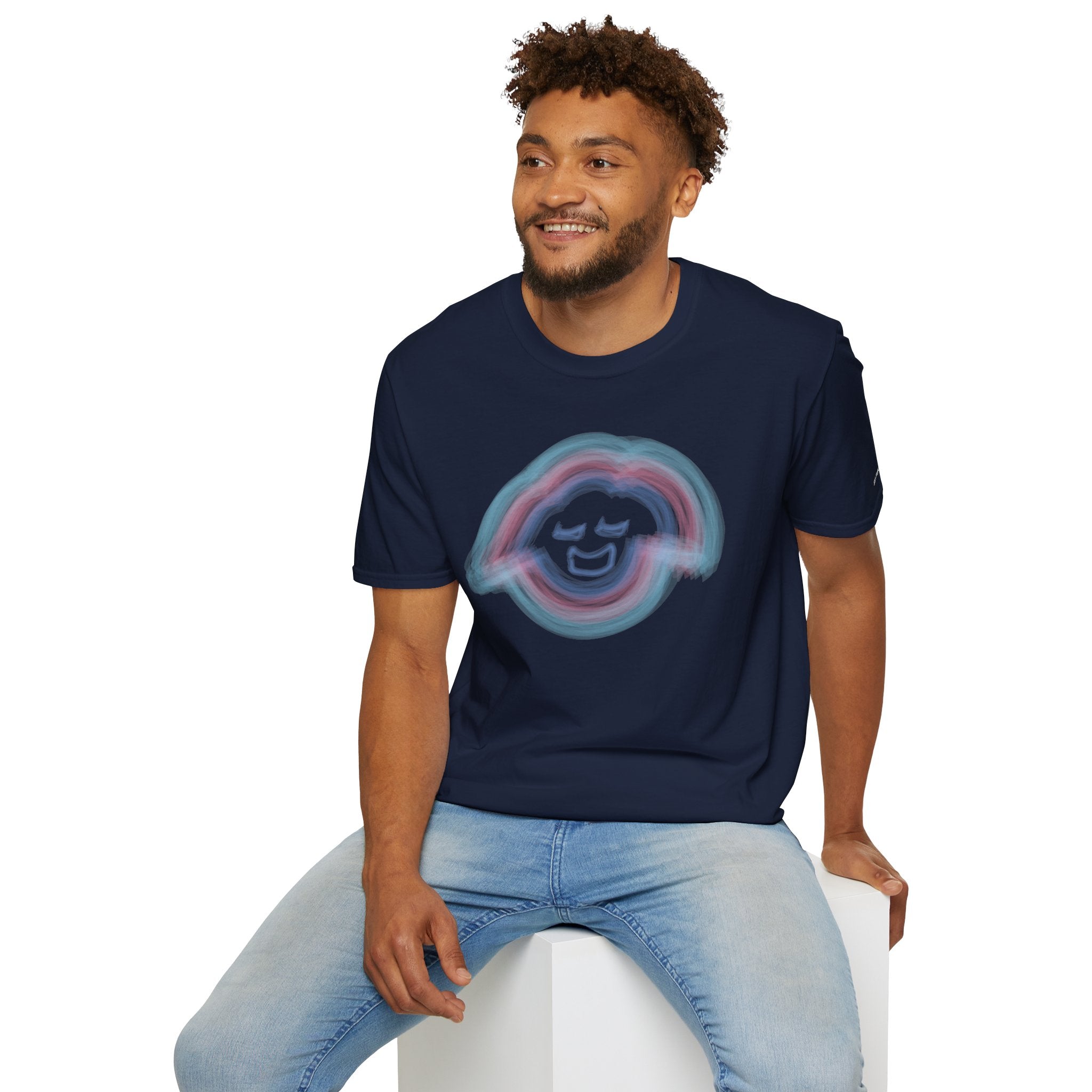 Smiling Rainbow Jecky Frankino Face T-Shirt | Pastel Vaporwave Smile Tee