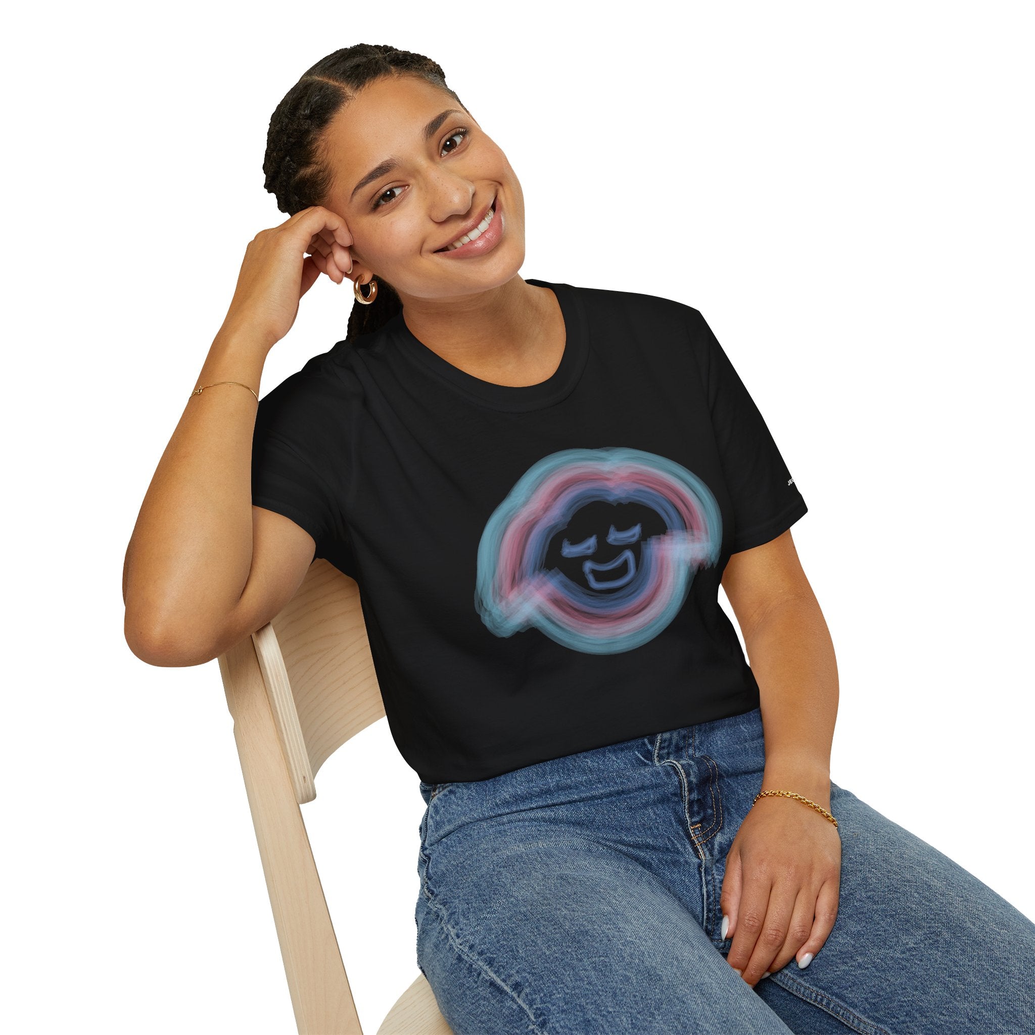 Smiling Rainbow Jecky Frankino Face T-Shirt | Pastel Vaporwave Smile Tee
