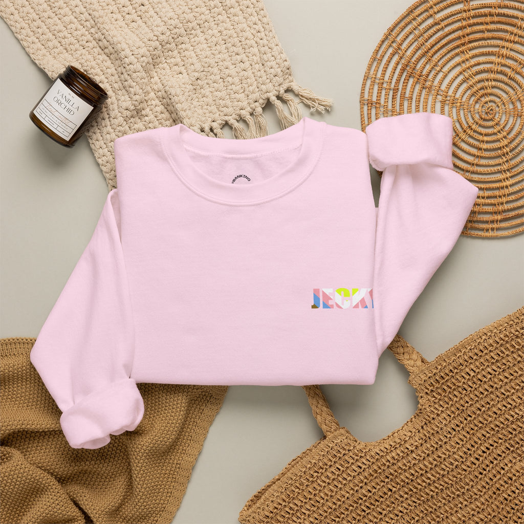 Pastel Smiley Rainbow Crewneck Sweatshirt | Soft Cloud Face Design