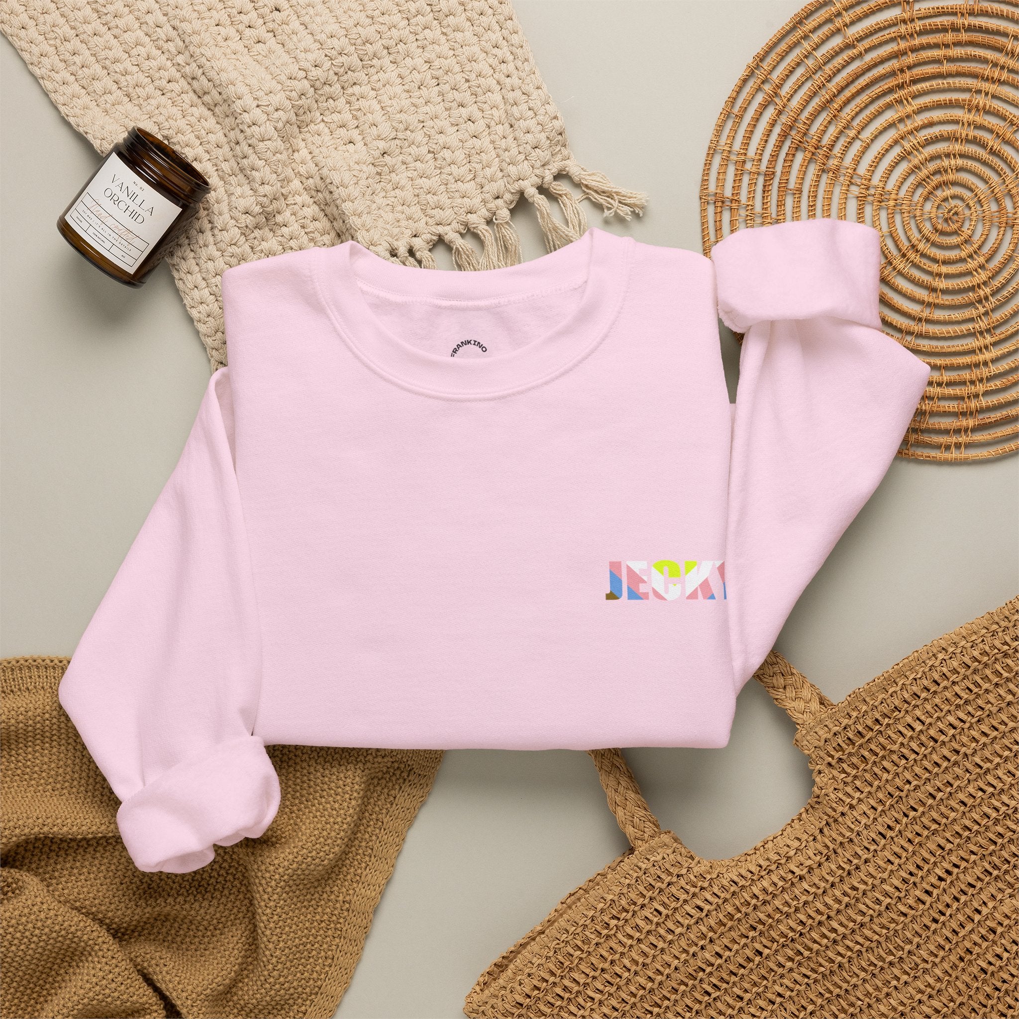 Pastel Smiley Rainbow Crewneck Sweatshirt | Soft Cloud Face Design