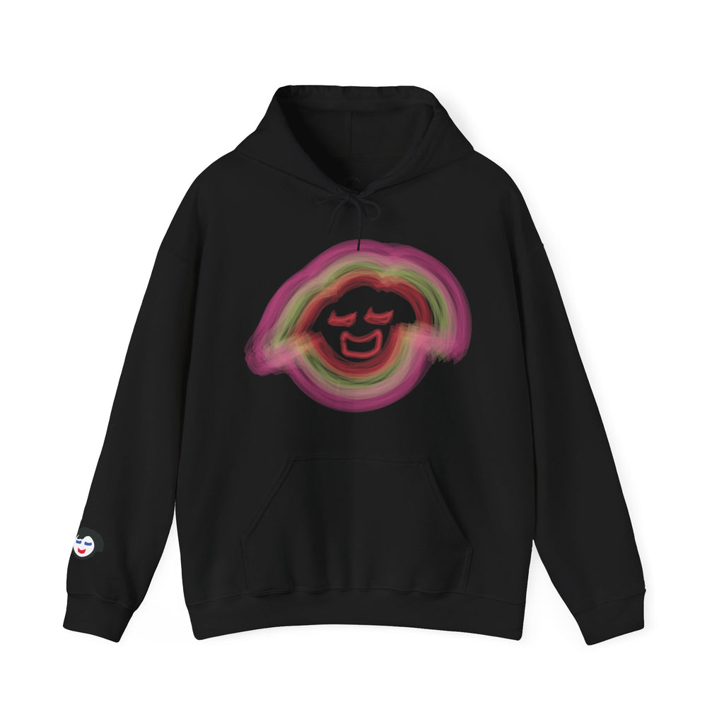 Smiling Rainbow Face JECKY FRANKINO Hoodie | Minimal Pastel Graphic Sweatshirt
