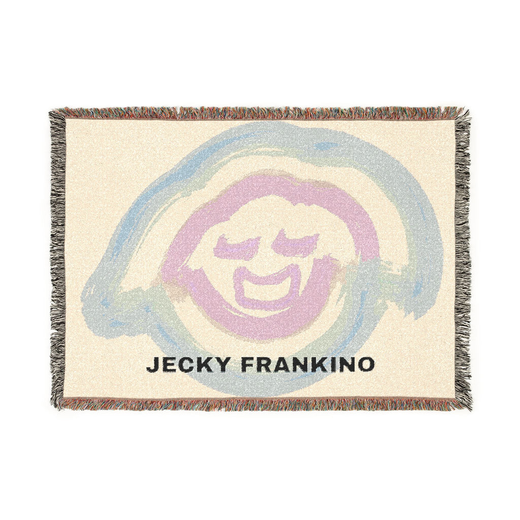 Smiling Rainbow Face Woven Blanket | Pastel Abstract Throw