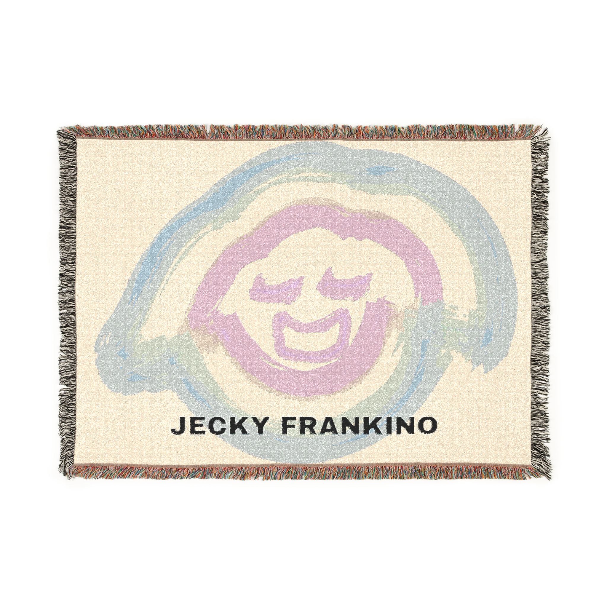 Smiling Rainbow Face Woven Blanket | Pastel Abstract Throw