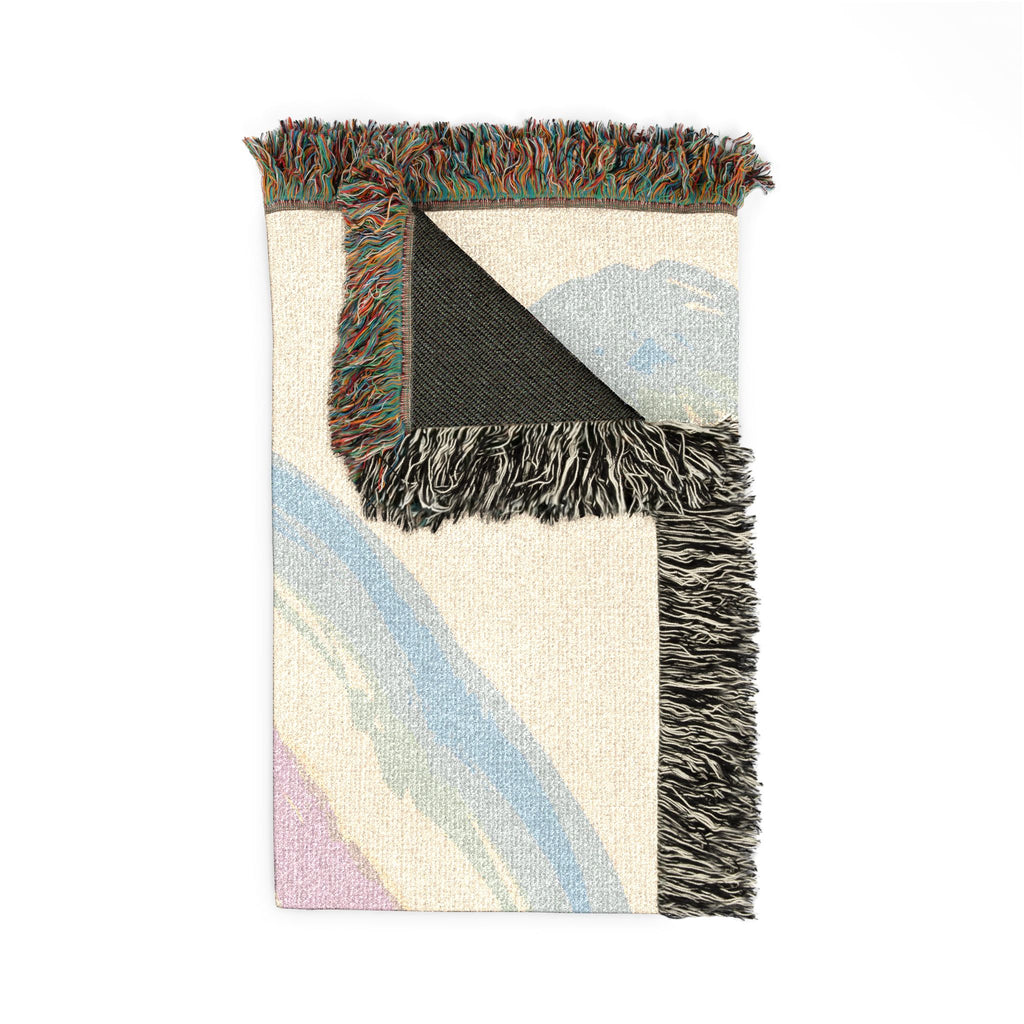 Smiling Rainbow Face Woven Blanket | Pastel Abstract Throw