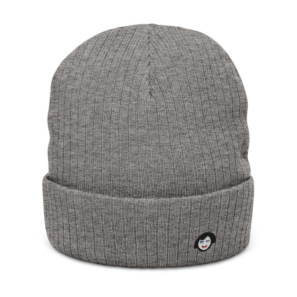 Tiny JECKY Face Beanie | Ribbed Knit Embroidered Hat