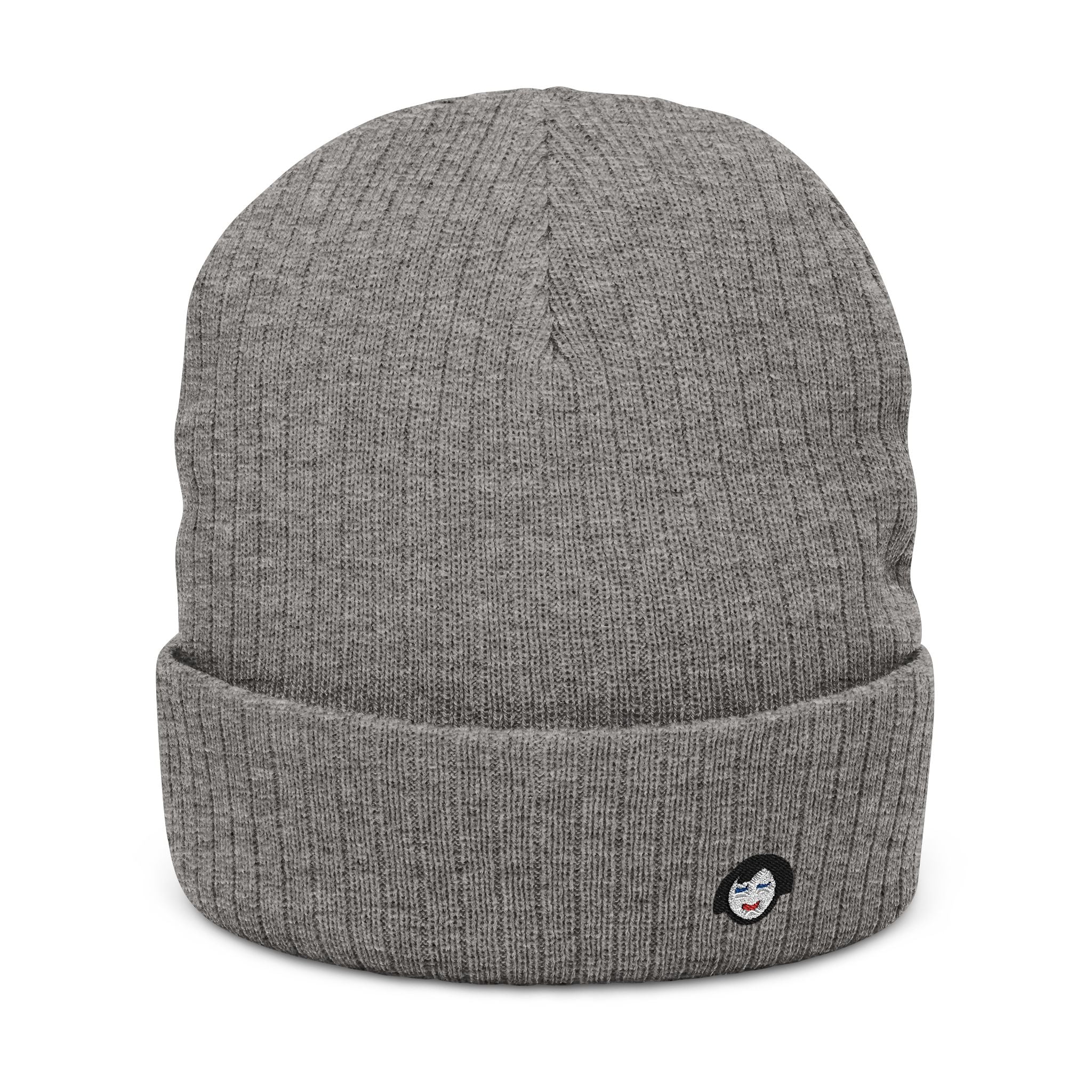 Tiny JECKY Face Beanie | Ribbed Knit Embroidered Hat