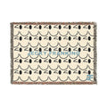 Smiling JECKY FRANKINO Face Woven Blanket | Repeating Skull Design, Neutral Tones