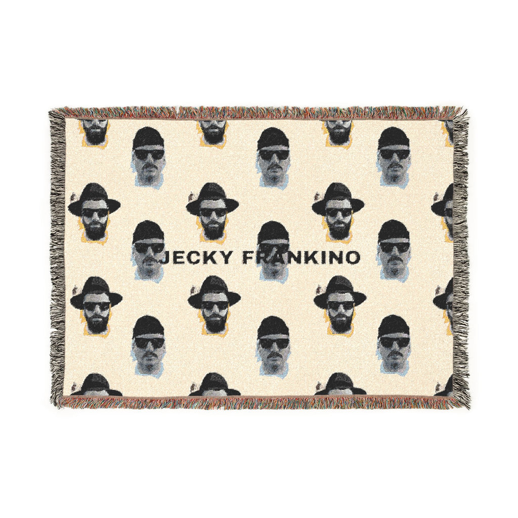 Woven Blanket | Repeating  Jerky FaceDesign, Neutral Tones