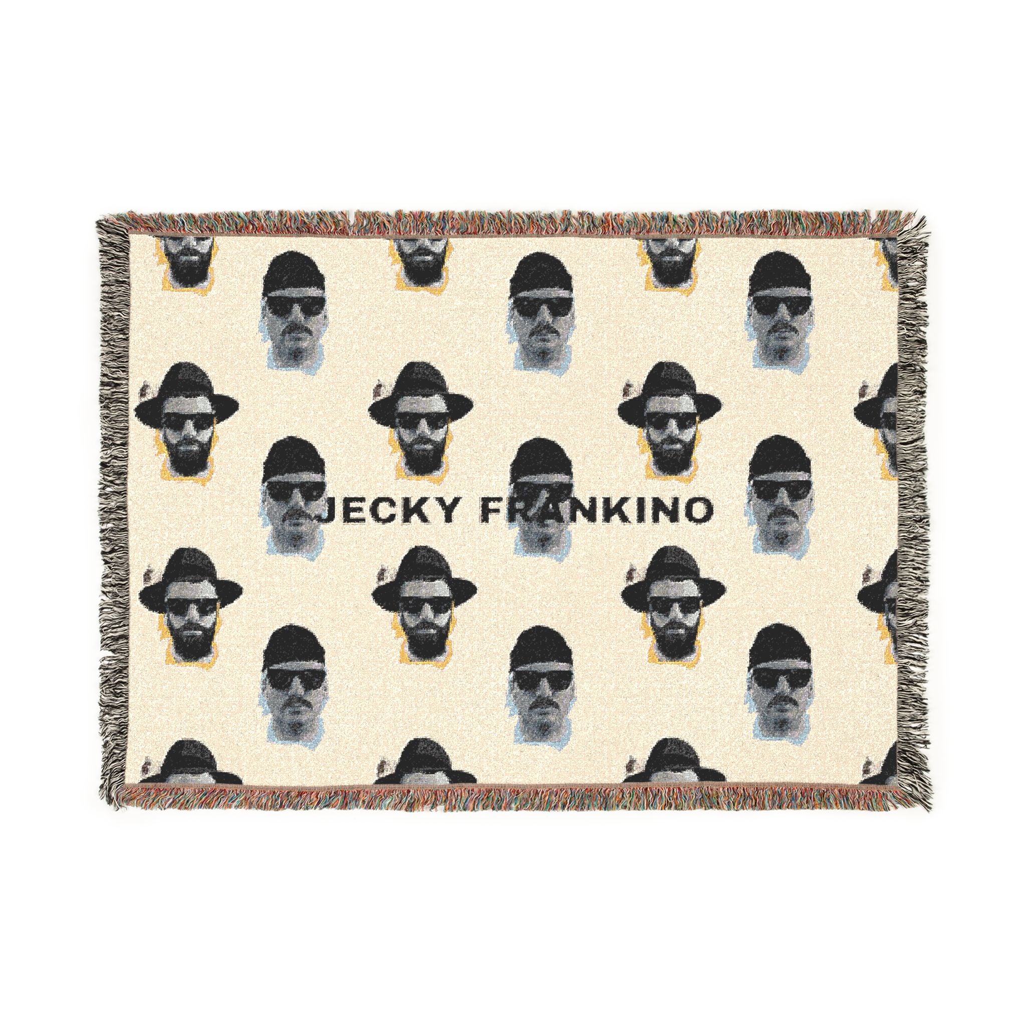 Woven Blanket | Repeating  Jerky FaceDesign, Neutral Tones