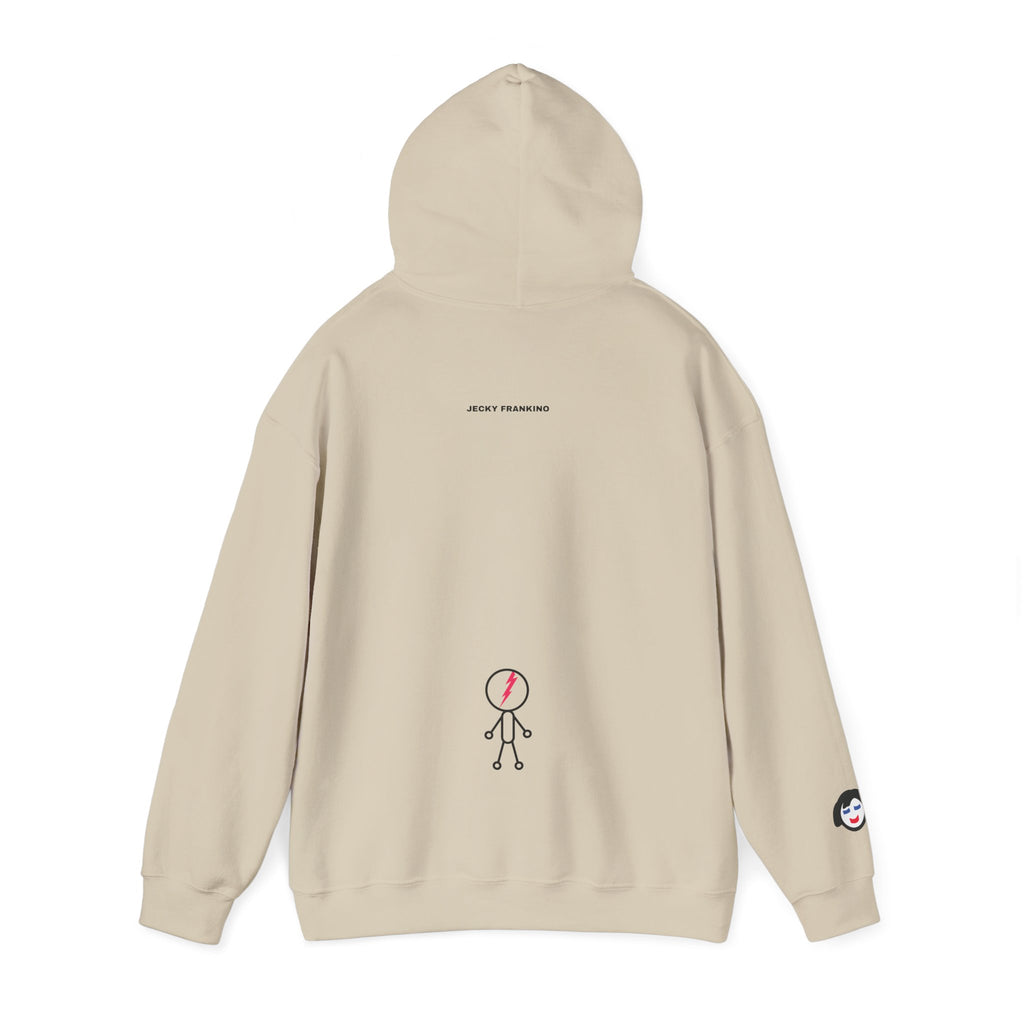 Smiling Rainbow Face JECKY FRANKINO Hoodie | Minimal Pastel Graphic Sweatshirt