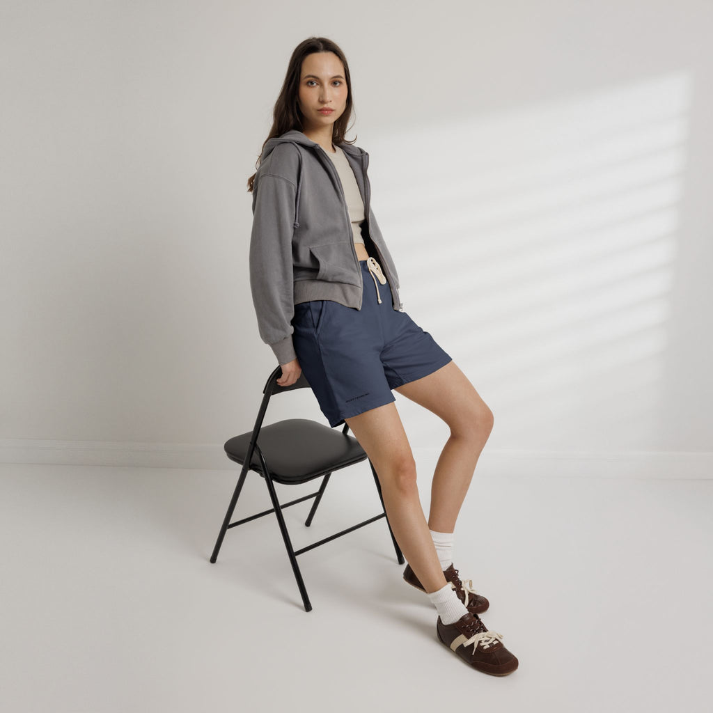 Fleece Shorts with Tiny Smiley Face Embroidered Sweat Shorts | 4 colors