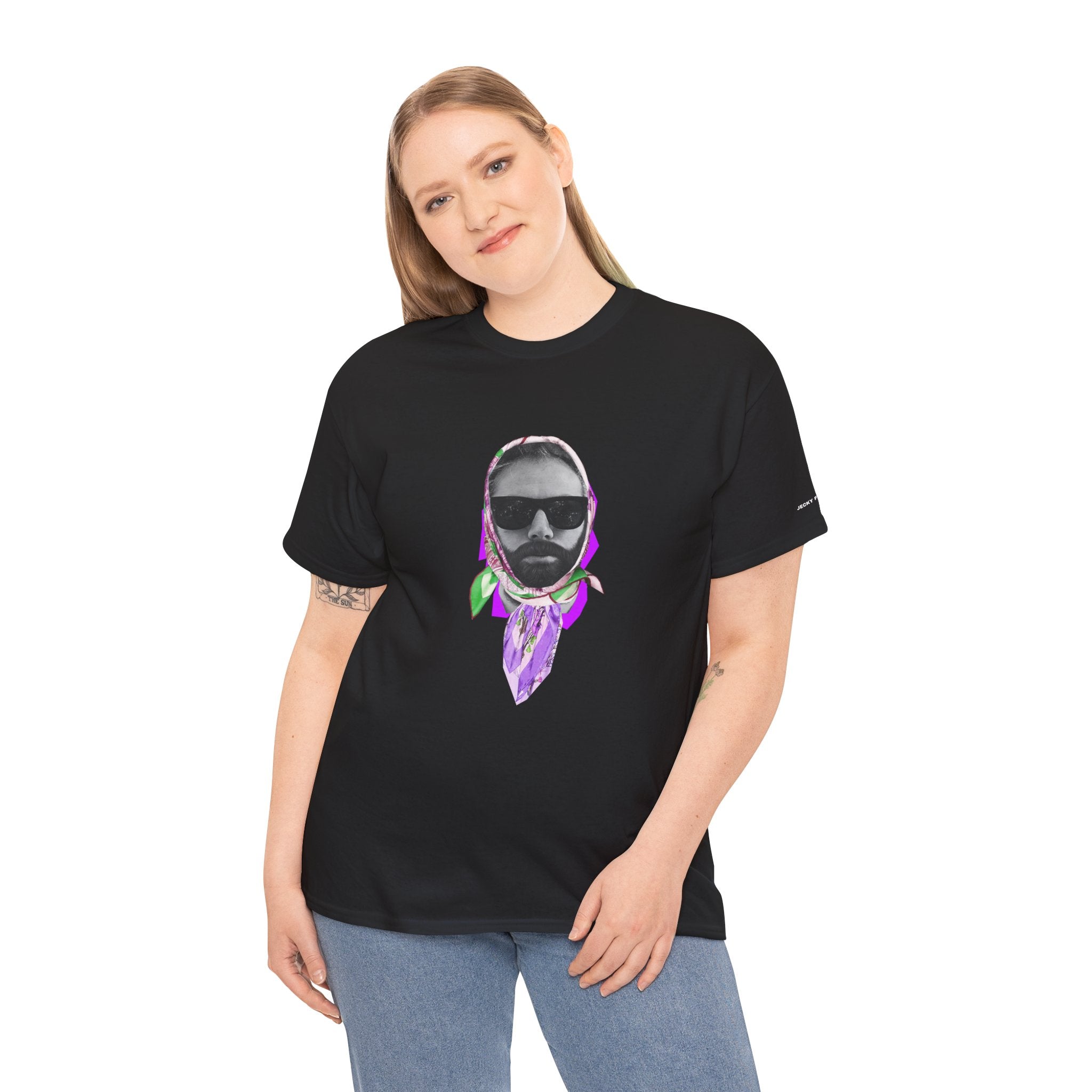 JECKY Fuxia FOULARD  Man  T-Shirt | Retro Portrait, Sunglasses, Vaporwave Accent