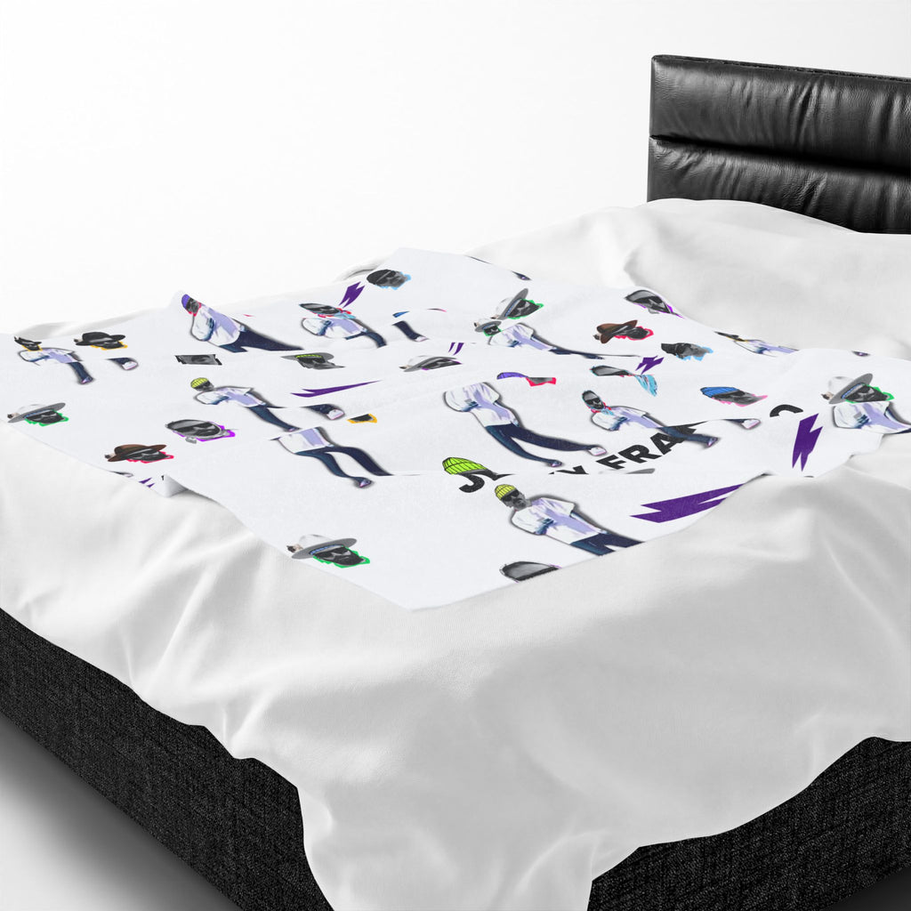 Jecky Frankino Pattern Velveteen Plush Blanket | Character Face Repeat Design