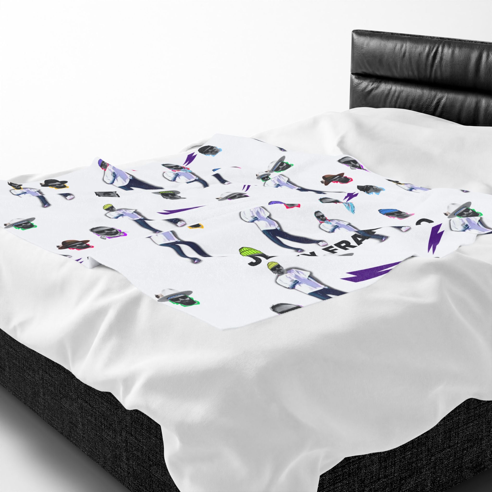 Jecky Frankino Pattern Velveteen Plush Blanket | Character Face Repeat Design
