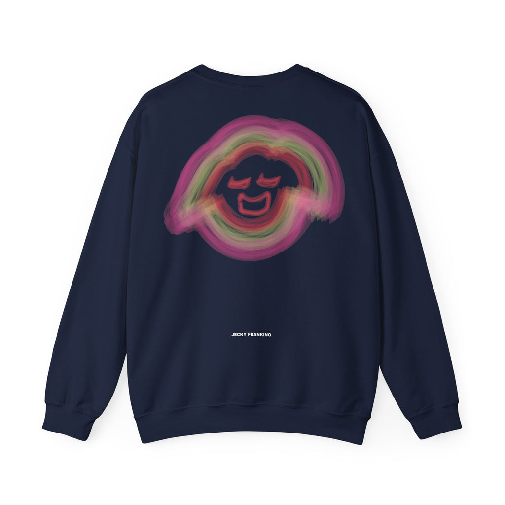 Pastel Smiley Rainbow Crewneck Sweatshirt | Soft Cloud Face Design