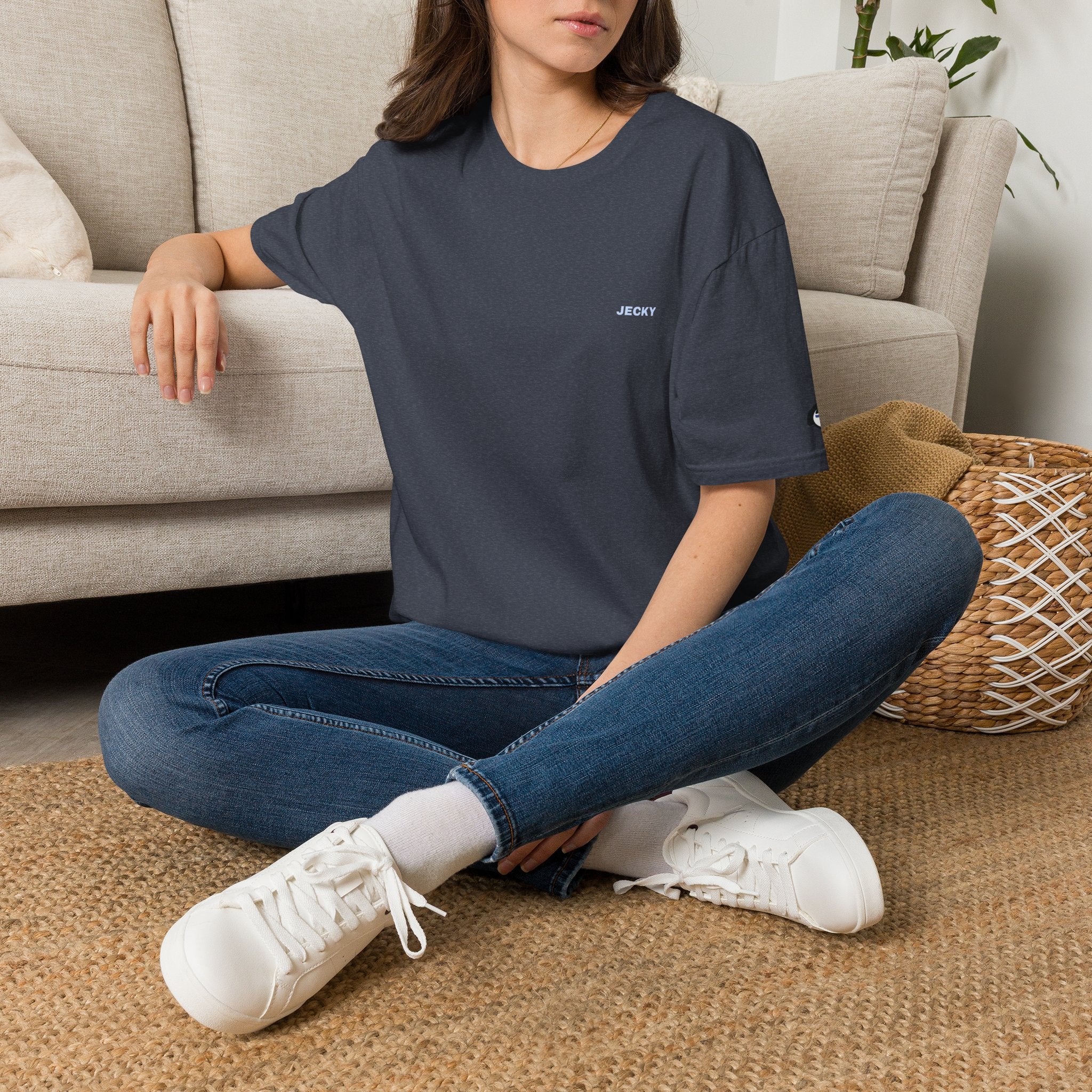 Minimal 'LUCKY' Text Tee, T-Shirt | Small Chest Script Logo