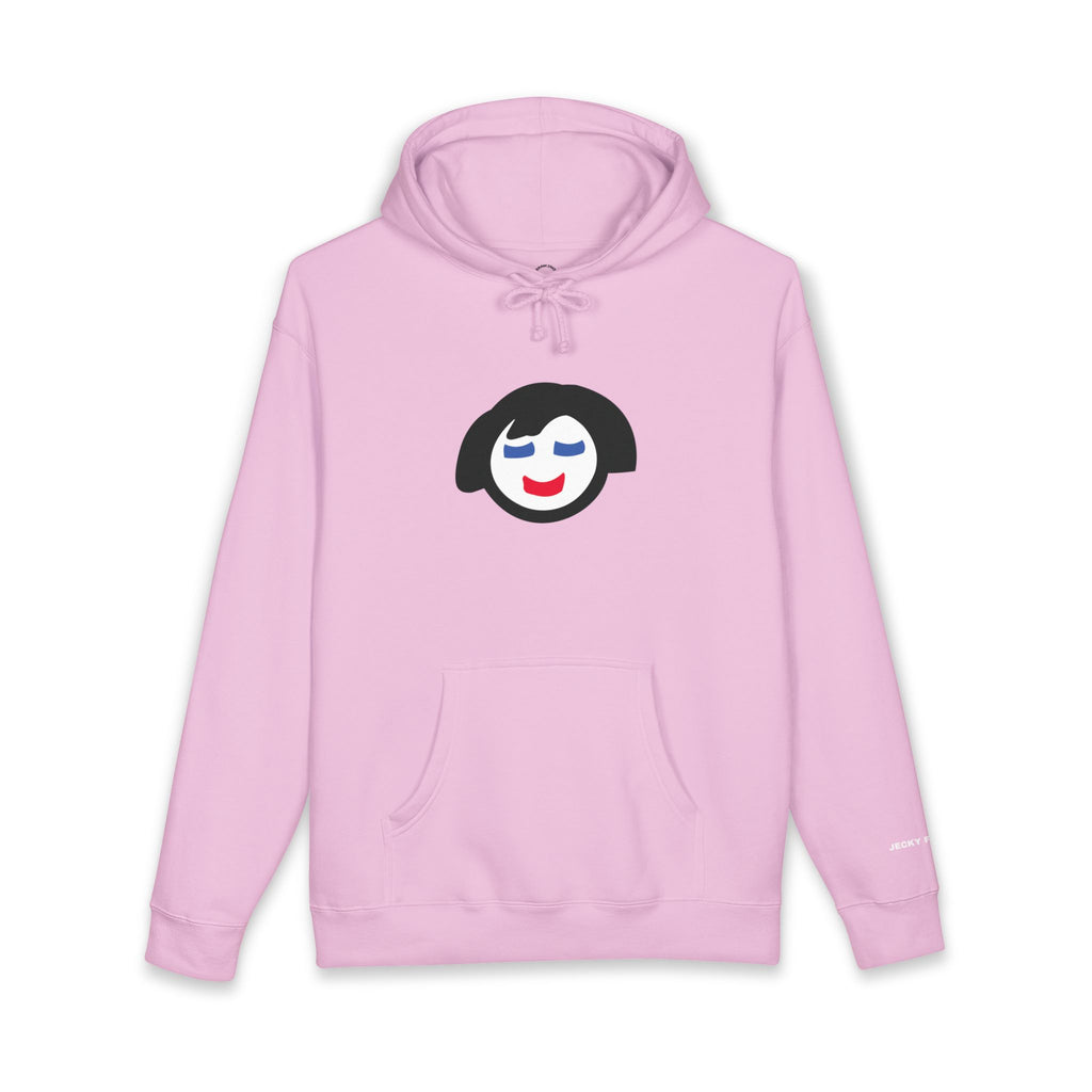 Smiling Face Graphic Hoodie | Minimal Portrait, White Hooded Sweatshirt