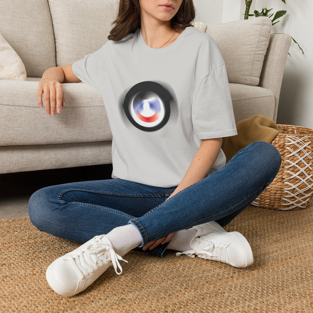 Abstract Color Swirl T-Shirt | Minimal Lens Circle Graphic