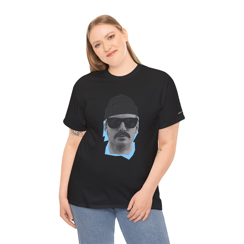 JECKY BLACK Beanie  Man  T-Shirt | Retro Portrait, Sunglasses, Vaporwave Accent