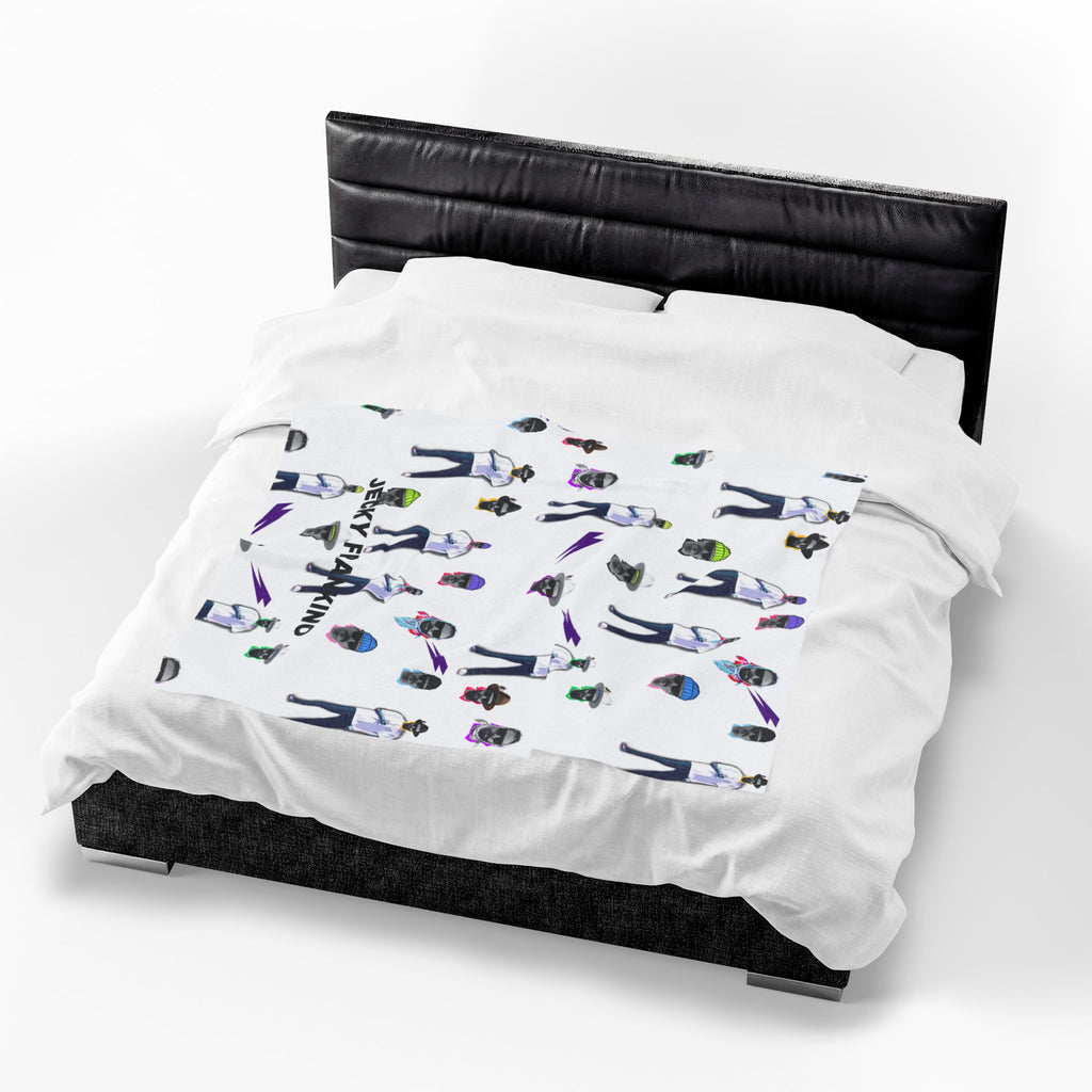 Jecky Frankino Pattern Velveteen Plush Blanket | Character Face Repeat Design