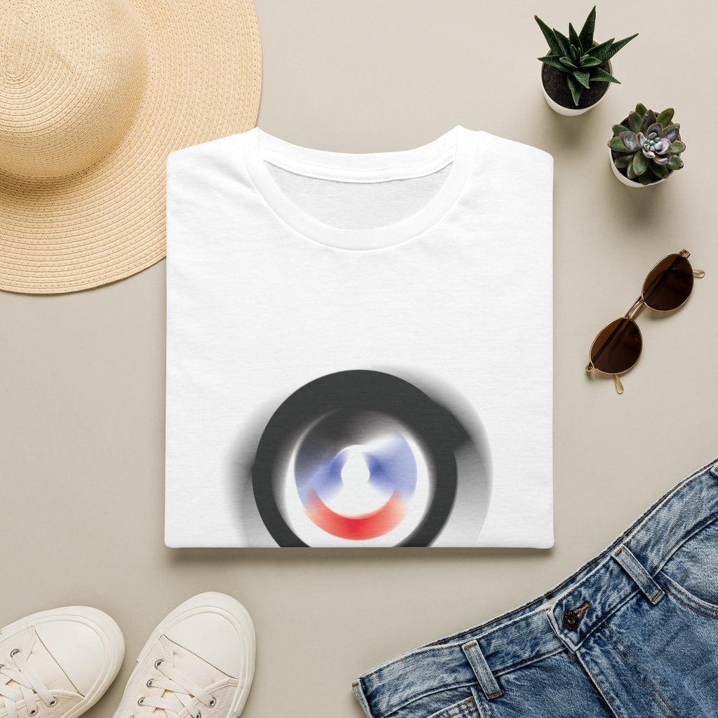 Abstract Color Swirl T-Shirt | Minimal Lens Circle Graphic