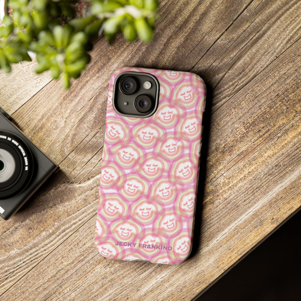 Pink Smiley JF Pattern Phone Case | Cute Repeating Emoji Design