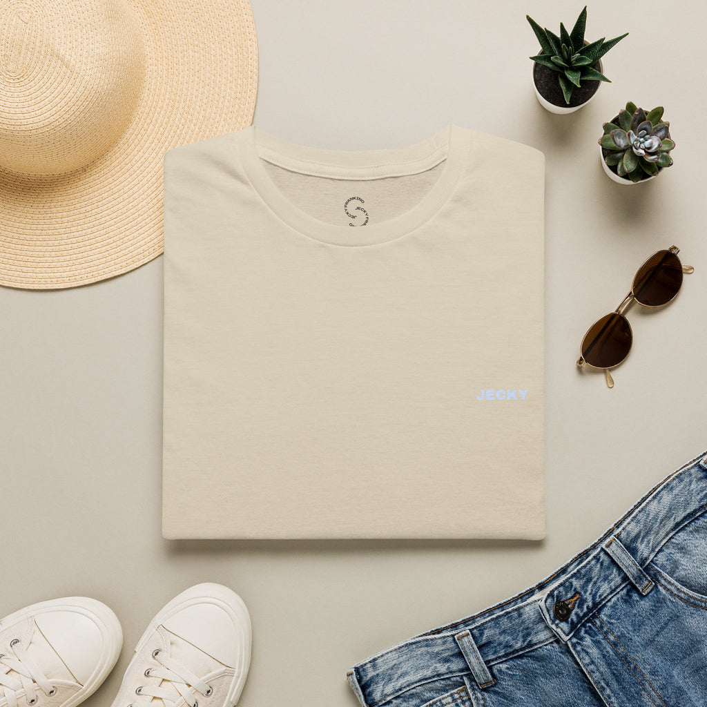 Minimal 'LUCKY' Text Tee, T-Shirt | Small Chest Script Logo
