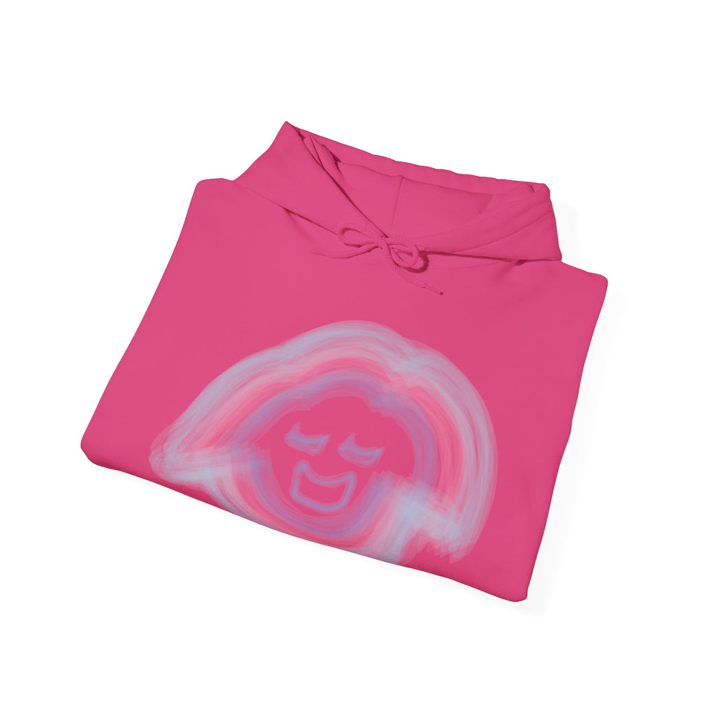 Smiling Rainbow Face JECKY FRANKINO Hoodie | Minimal Pastel Graphic Sweatshirt