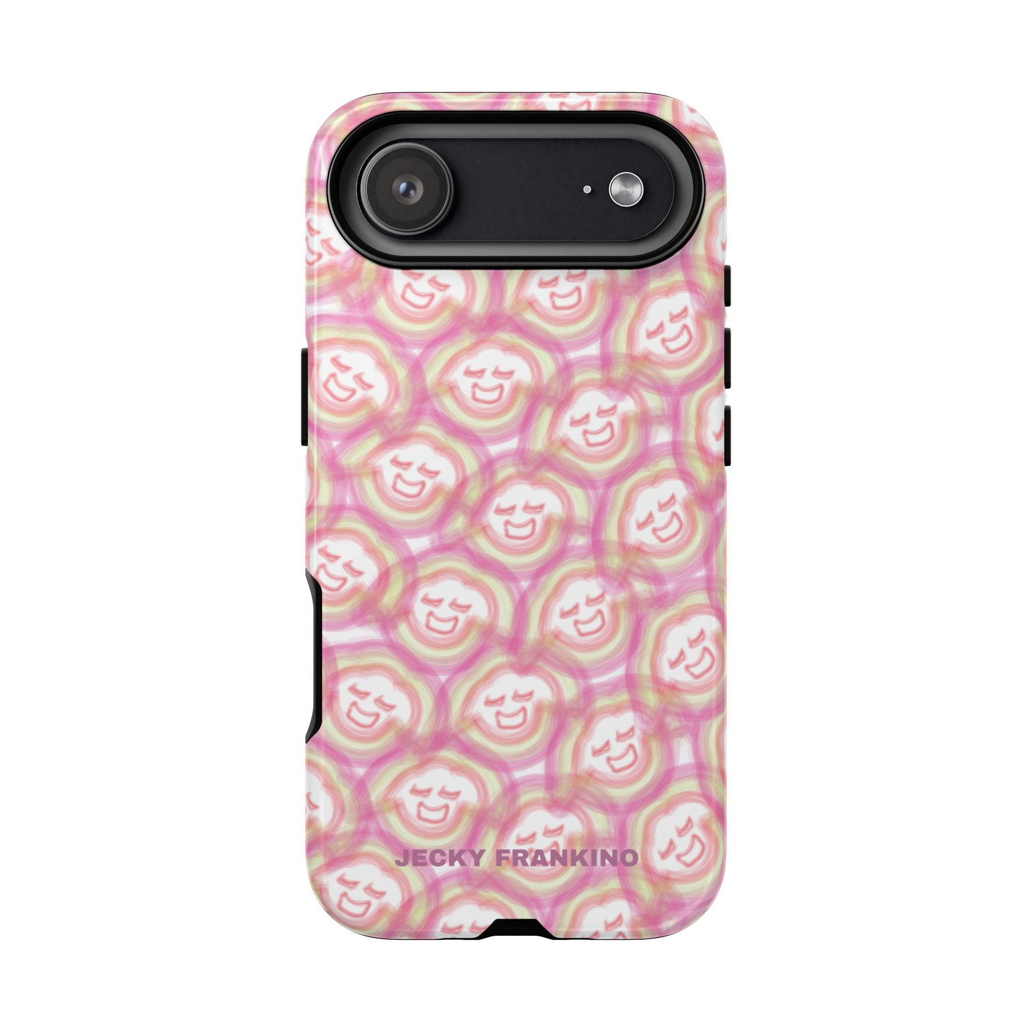 Pink Smiley JF Pattern Phone Case | Cute Repeating Emoji Design