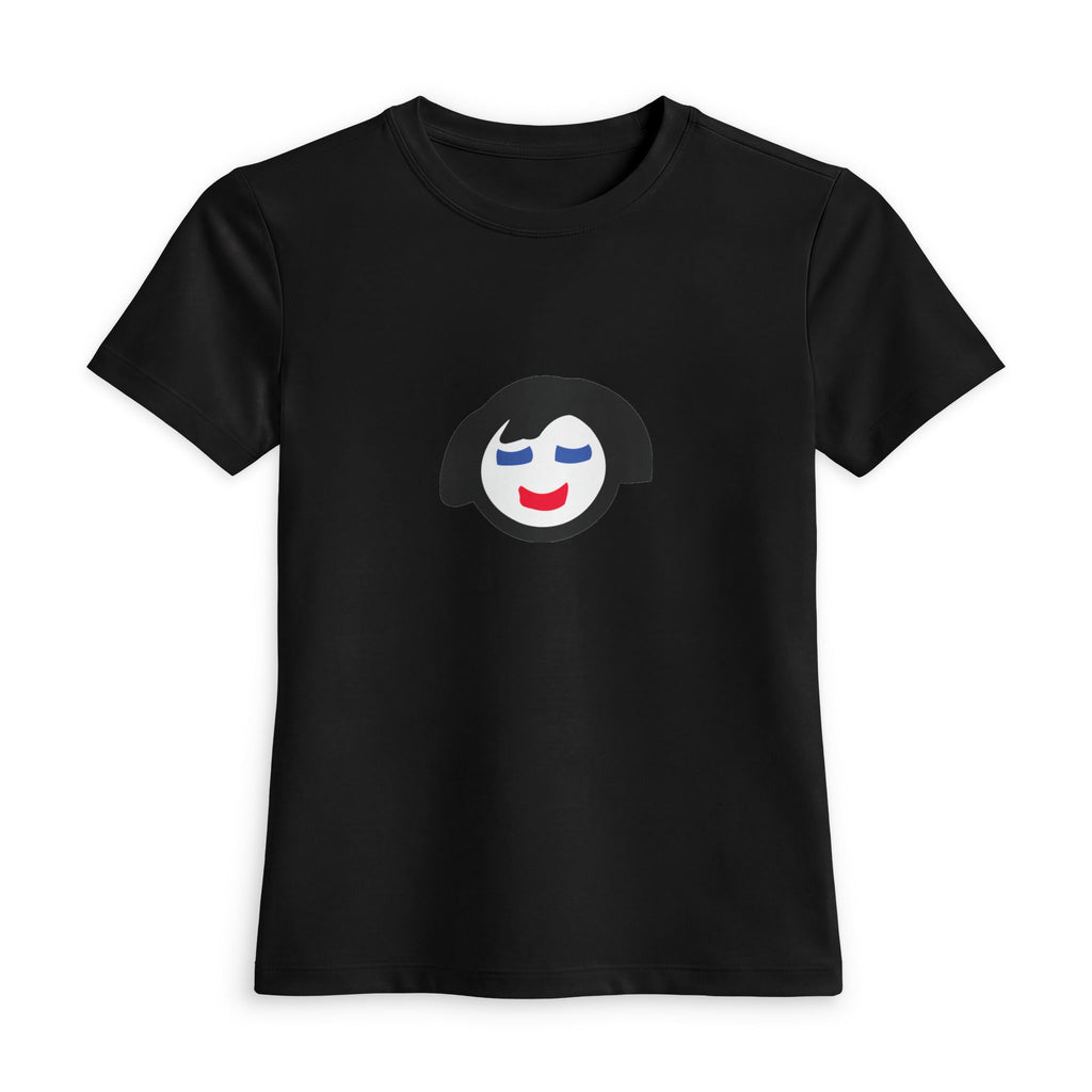 Smiling Face Jecky Frankino Tee | Black Women's Fitted T-Shirt