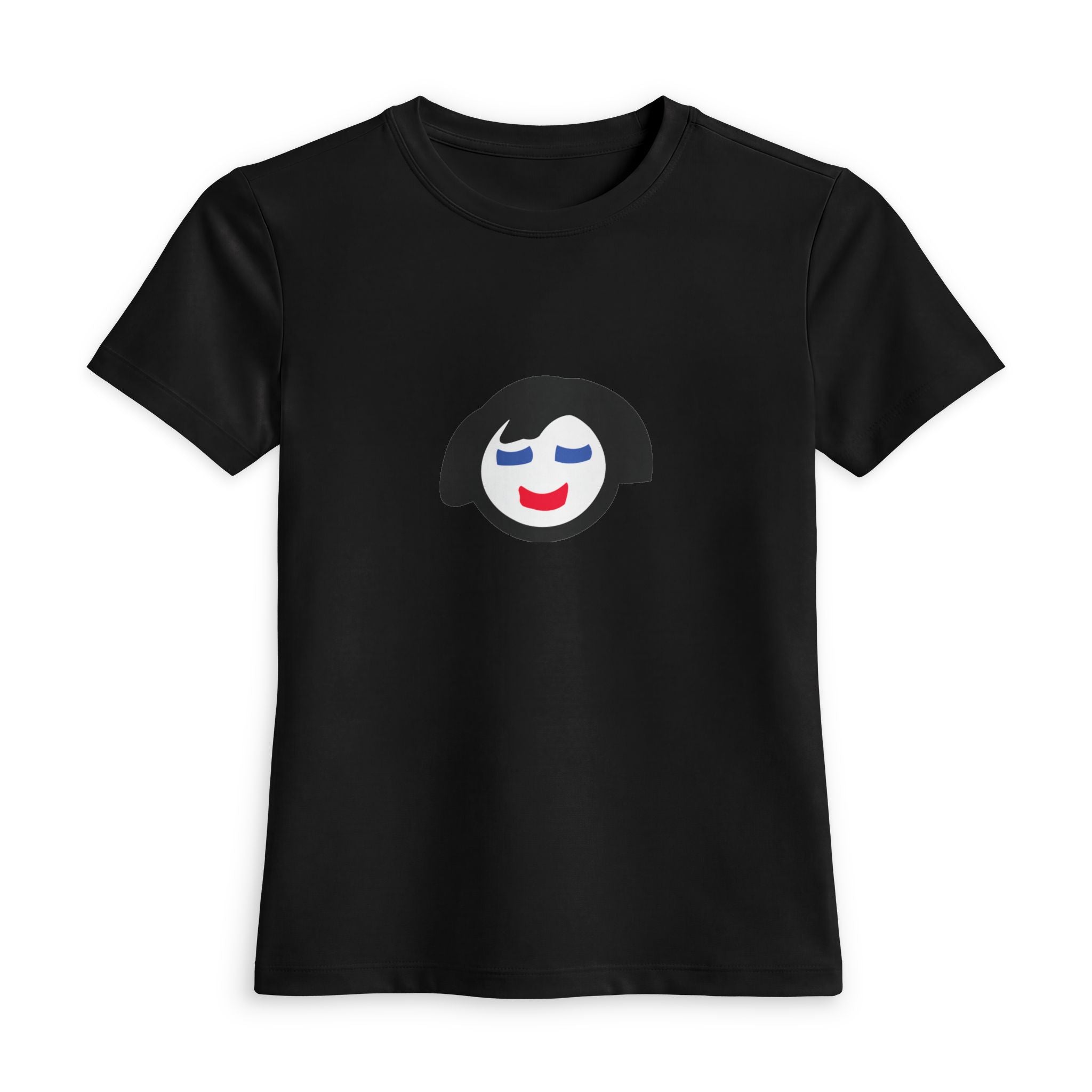 Smiling Face Jecky Frankino Tee | Black Women's Fitted T-Shirt