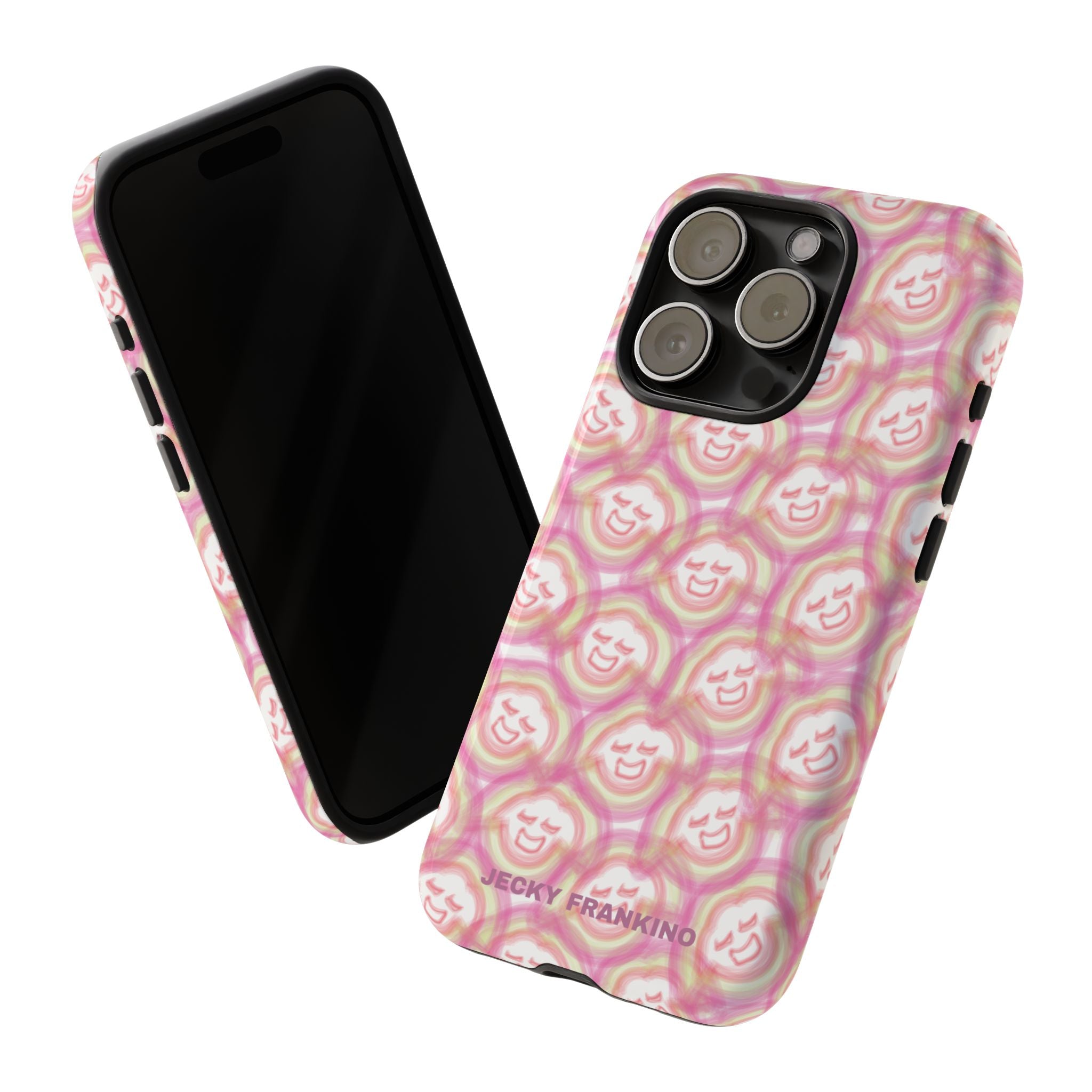 Pink Smiley JF Pattern Phone Case | Cute Repeating Emoji Design