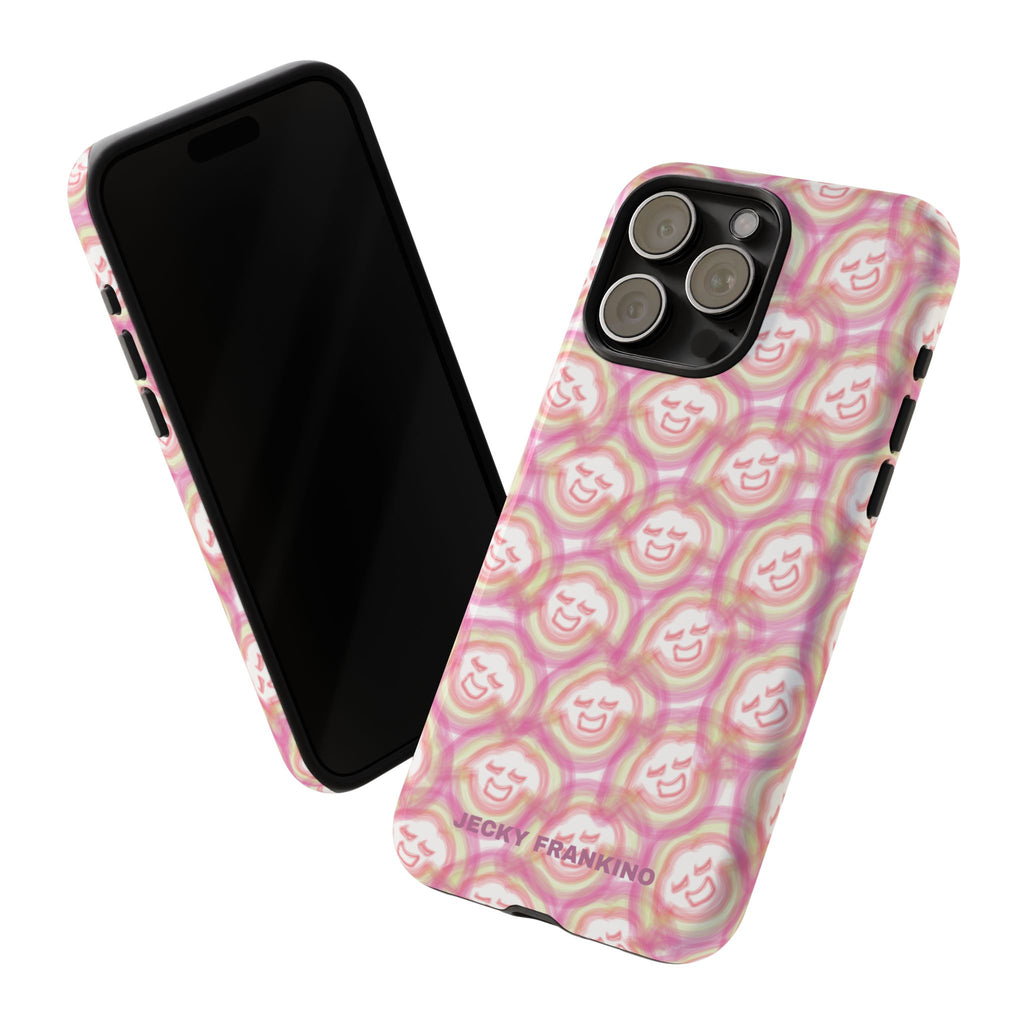 Pink Smiley JF Pattern Phone Case | Cute Repeating Emoji Design