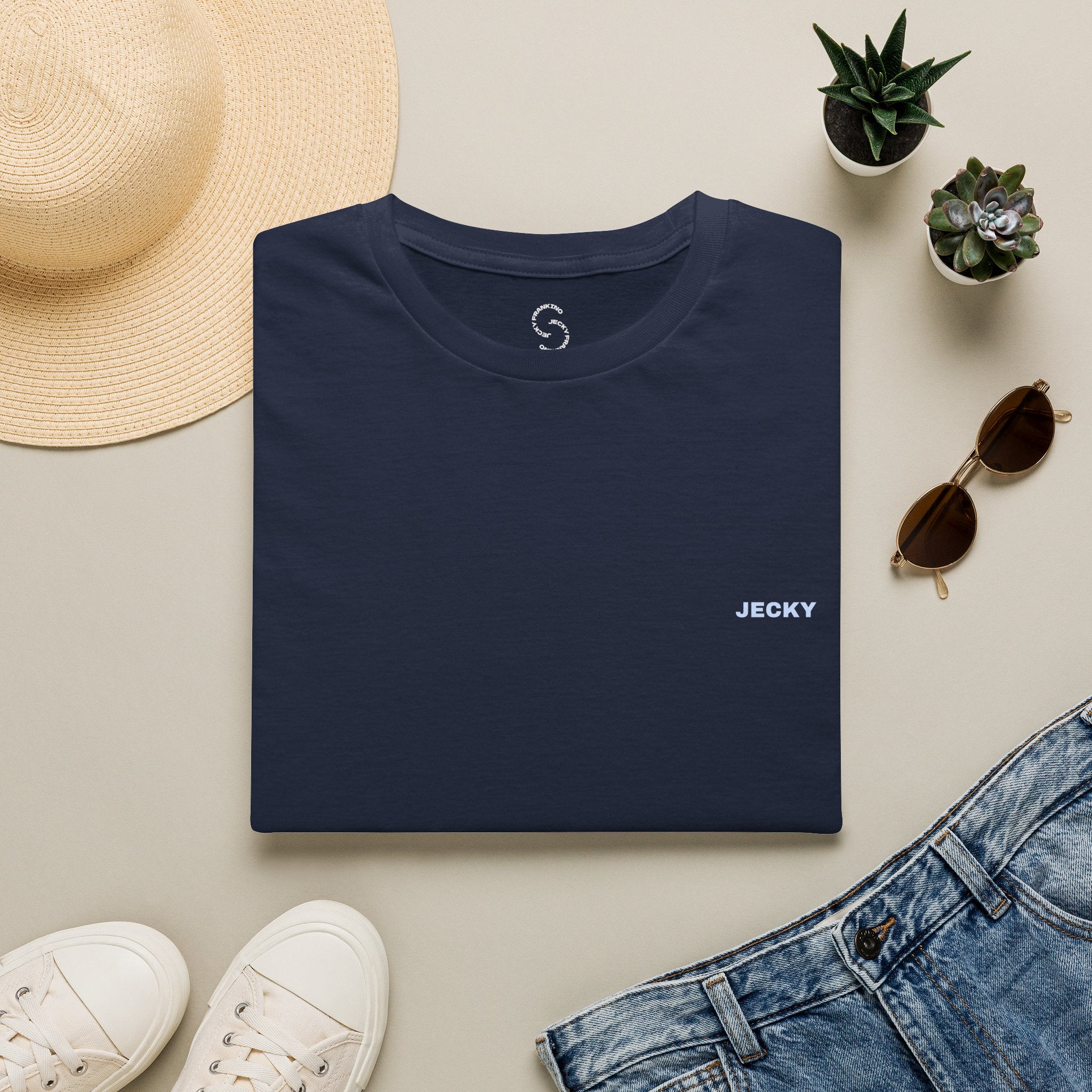 Minimal 'LUCKY' Text Tee, T-Shirt | Small Chest Script Logo