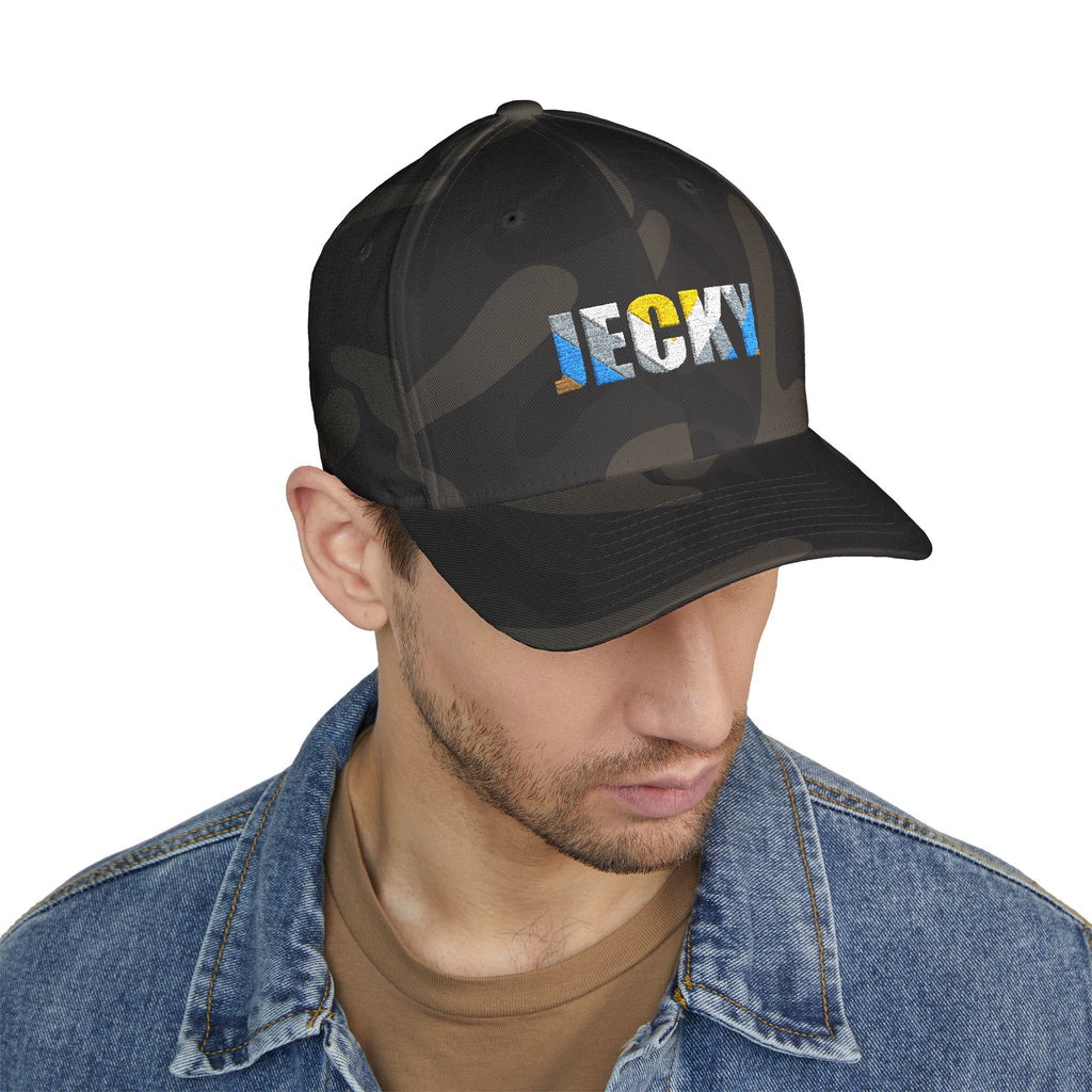 JECKY Text Patch Cap | Embroidered Baseball Hat, Winking Back Detail
