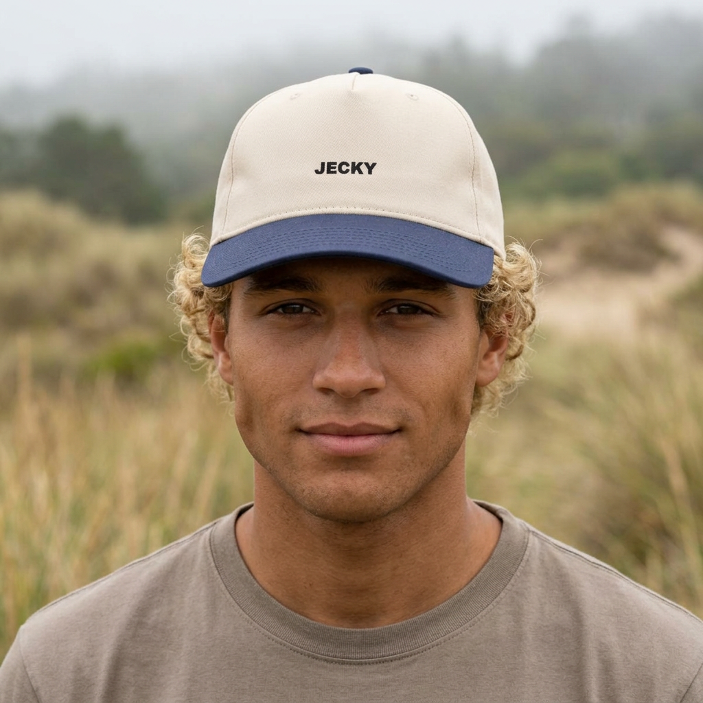Yellow Script Logo Mid Profile Baseball Cap | Two-Tone Brim, Embroidered Back Logo