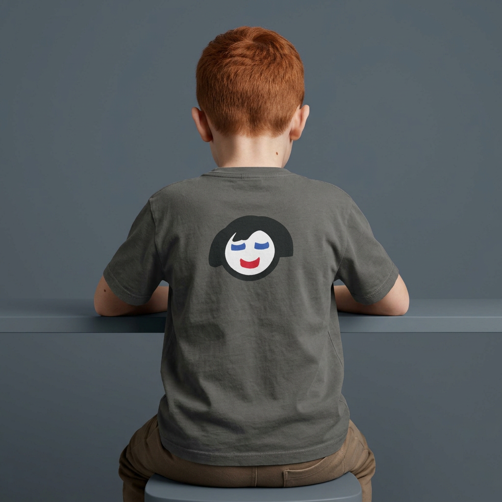 Smiling Face Graphic Youth Tee | Minimal Emoji Back Print