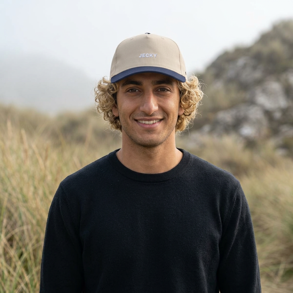 Yellow Script Logo Mid Profile Baseball Cap | Two-Tone Brim, Embroidered Back Logo