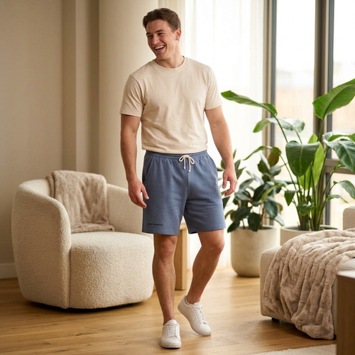Fleece Shorts with Tiny Smiley Face Embroidered Sweat Shorts | 4 colors