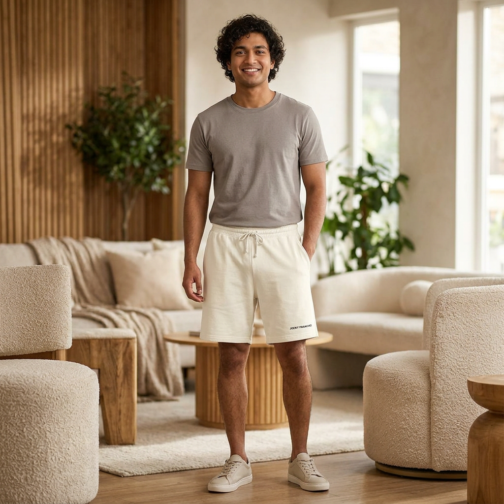 Fleece Shorts with Tiny Smiley Face Embroidered Sweat Shorts | 4 colors