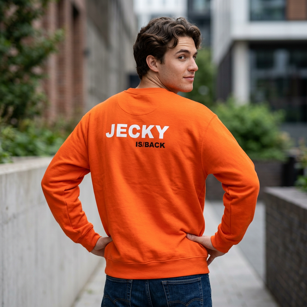 JECKY is/back Crewneck Sweatshirt | Minimal Back Text Design