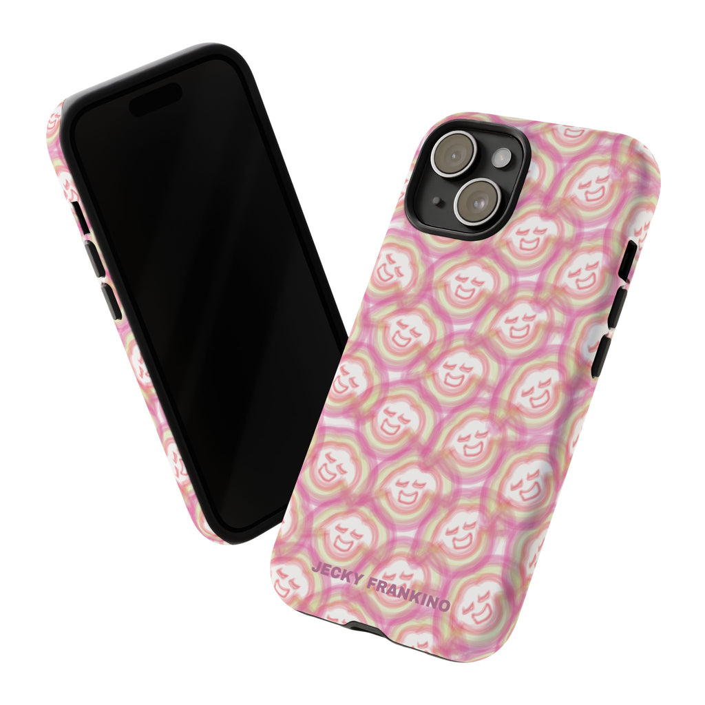 Pink Smiley JF Pattern Phone Case | Cute Repeating Emoji Design