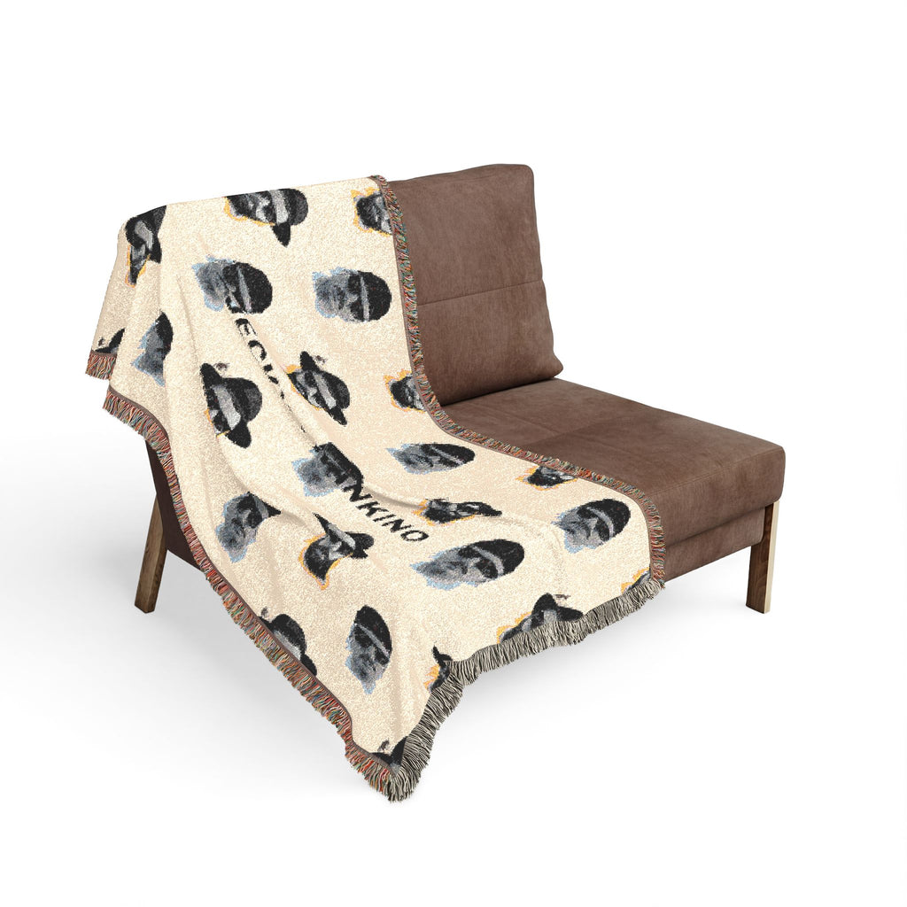 Woven Blanket | Repeating  Jerky FaceDesign, Neutral Tones