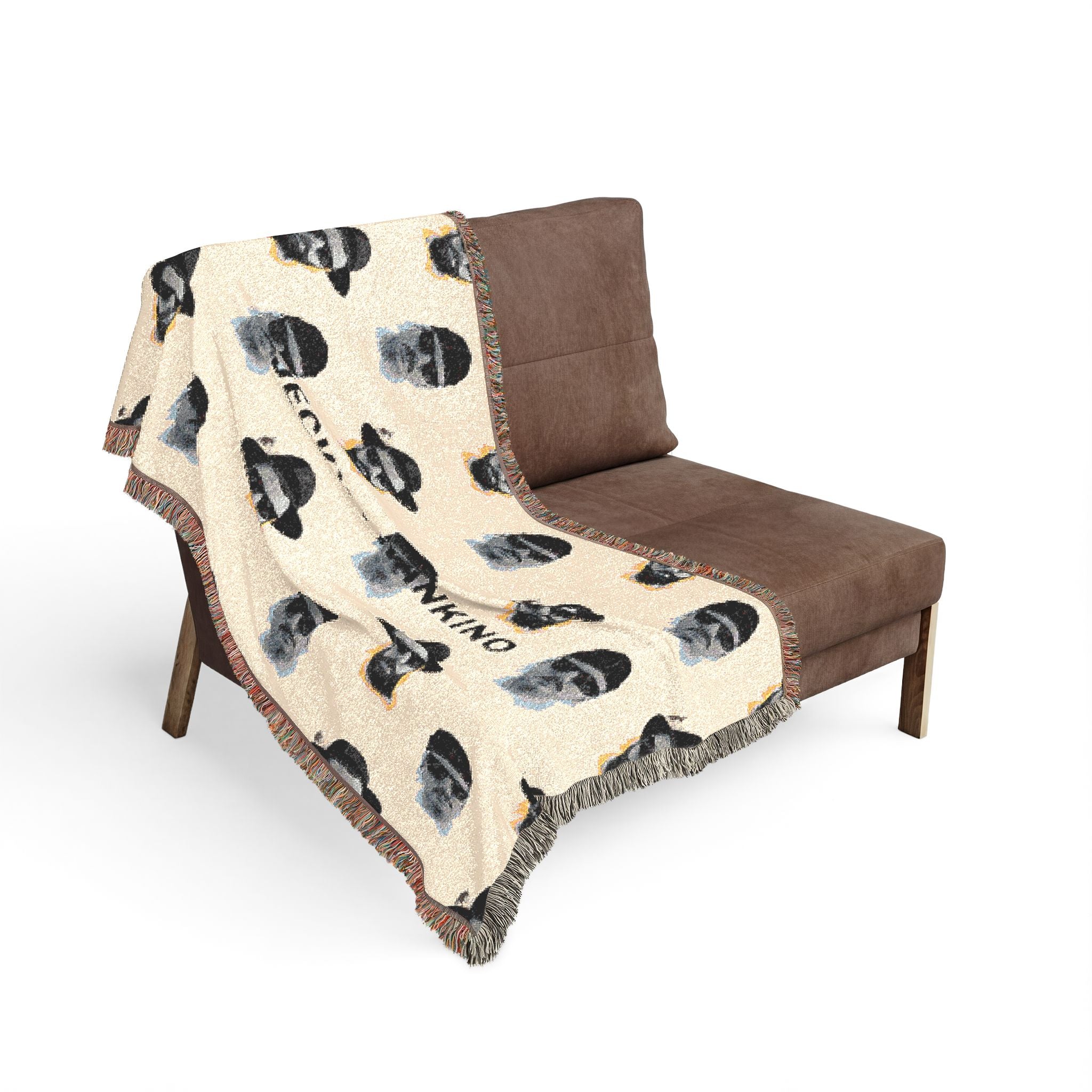 Woven Blanket | Repeating  Jerky FaceDesign, Neutral Tones