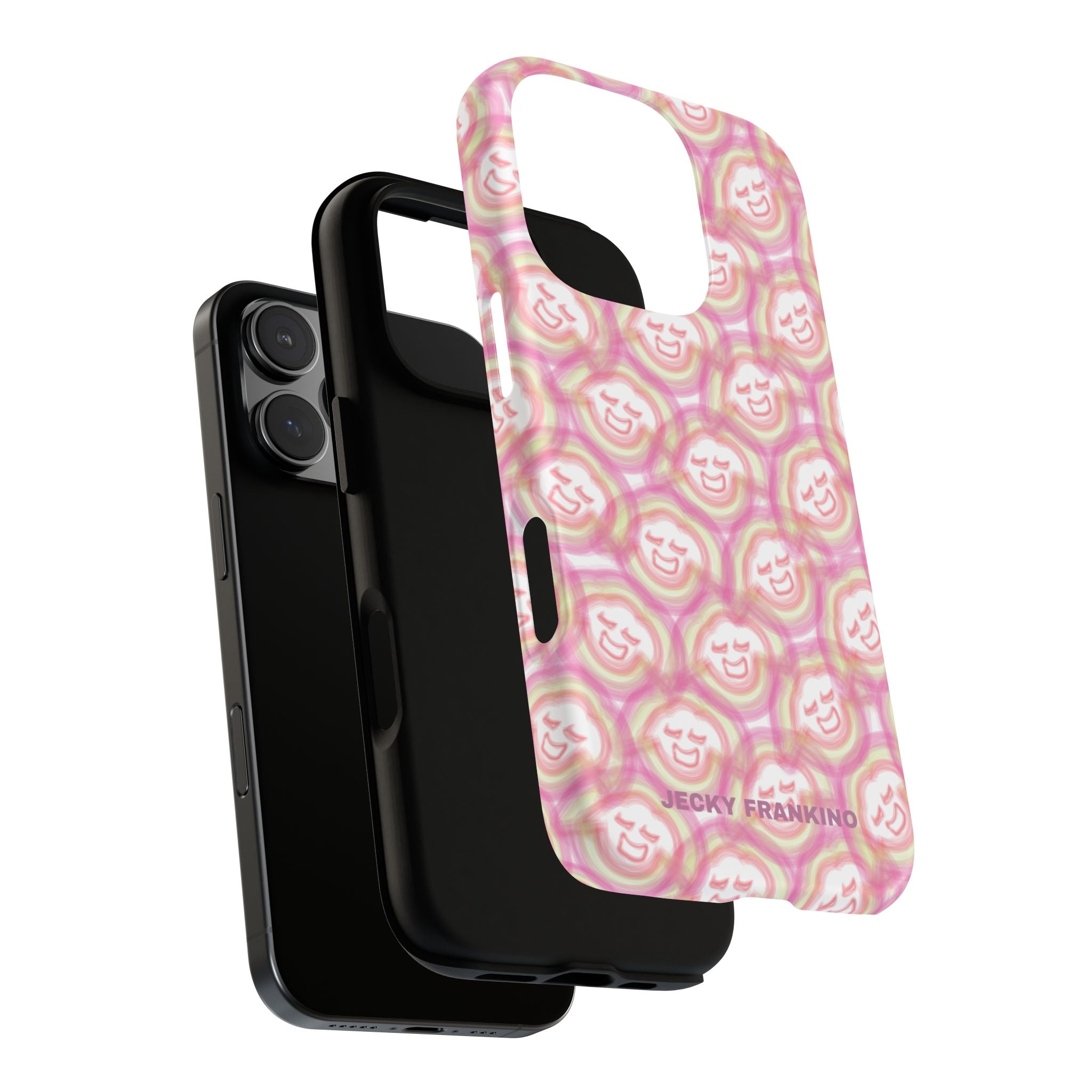 Pink Smiley JF Pattern Phone Case | Cute Repeating Emoji Design