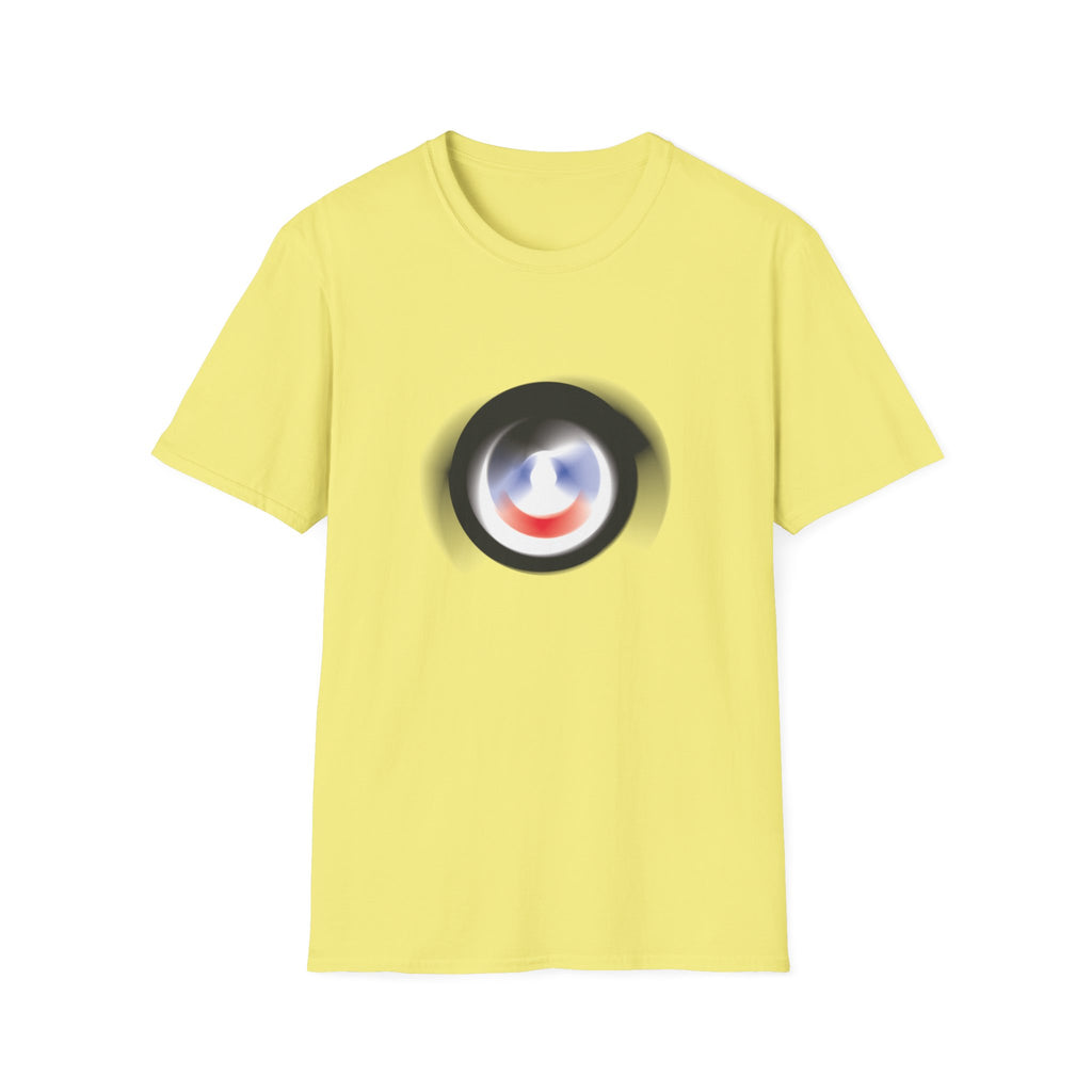Abstract Color Swirl T-Shirt | Minimal Lens Circle Graphic